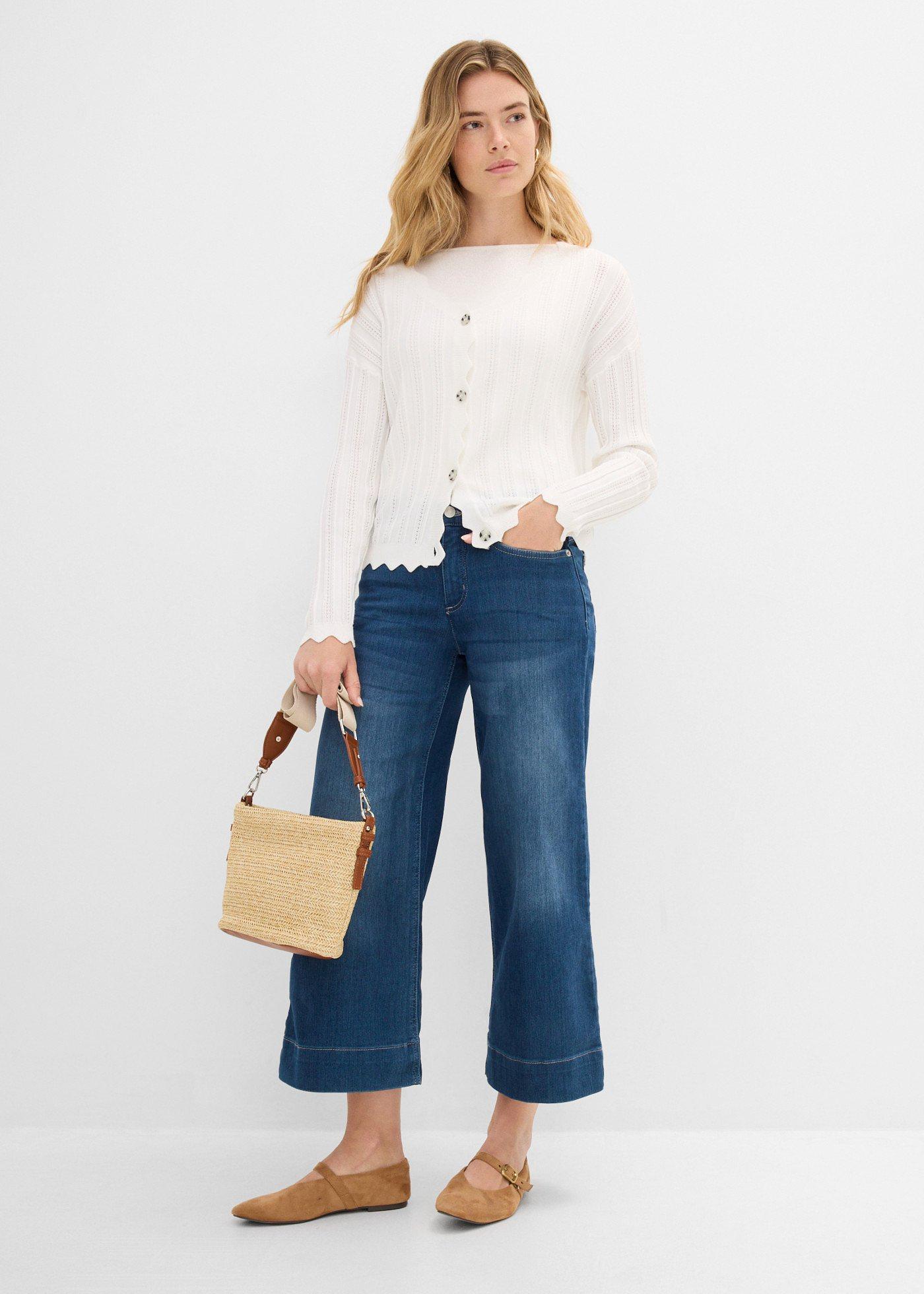 Bardzo miękkie jeansy 7/8, culotte - Bonprix