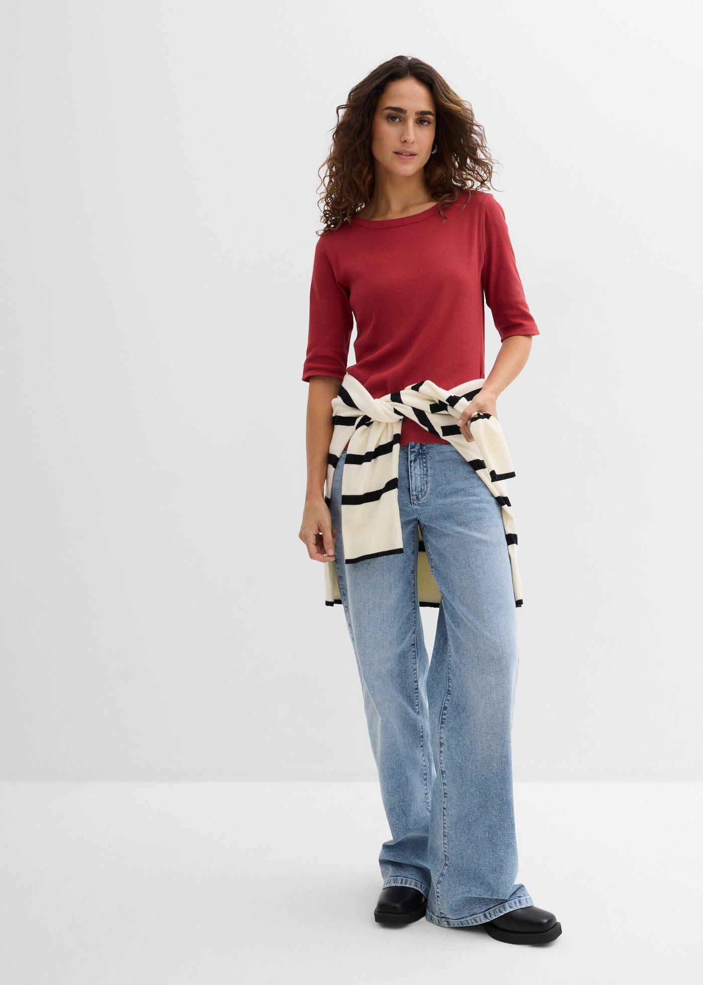 Shirt w prążek, z bawełną organiczną (2 szt.) - Bonprix
