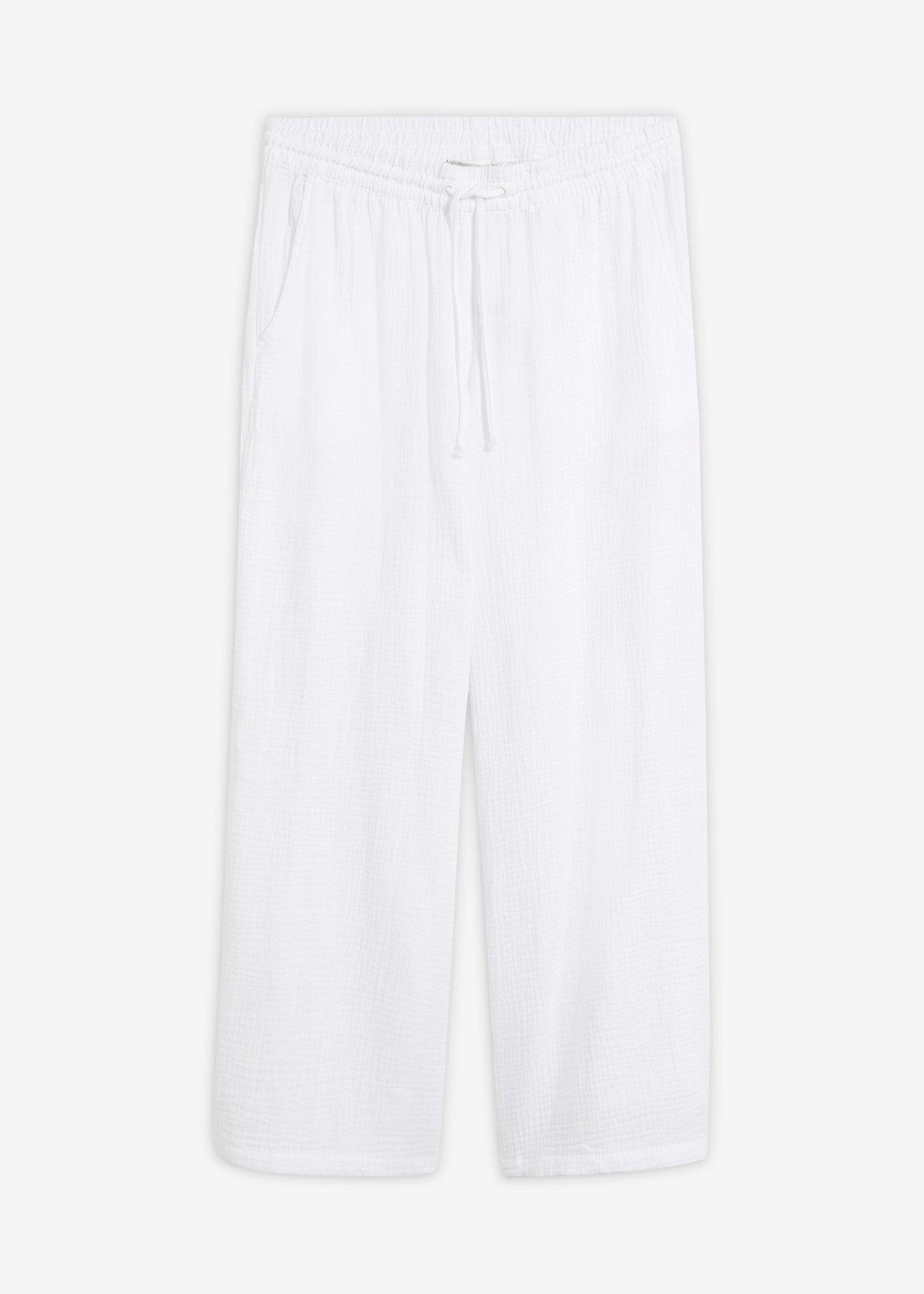 Pantaloni palazzo din muselină din bumbac 100%