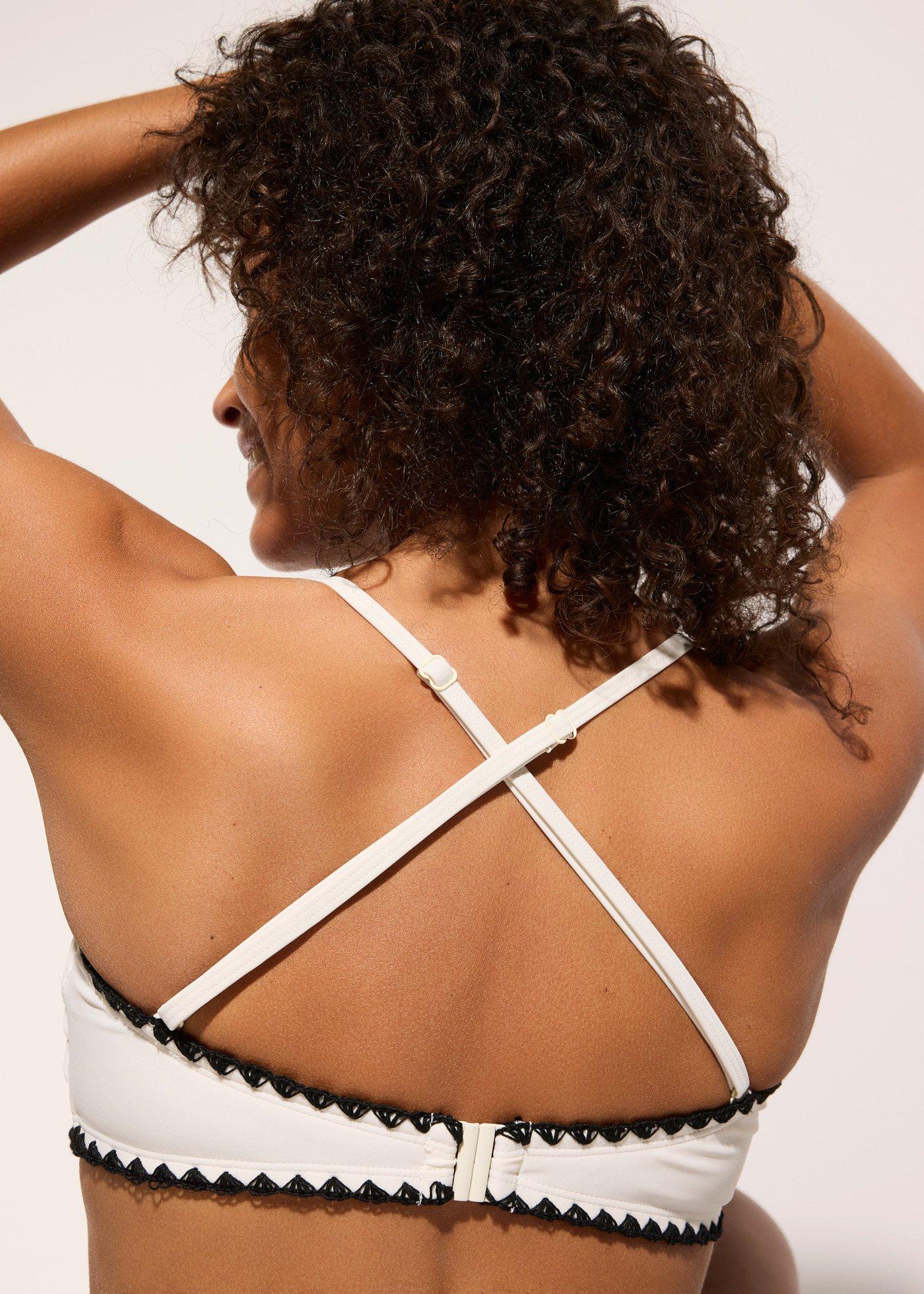 Biustonosz bikini bandeau z haftem - Bonprix