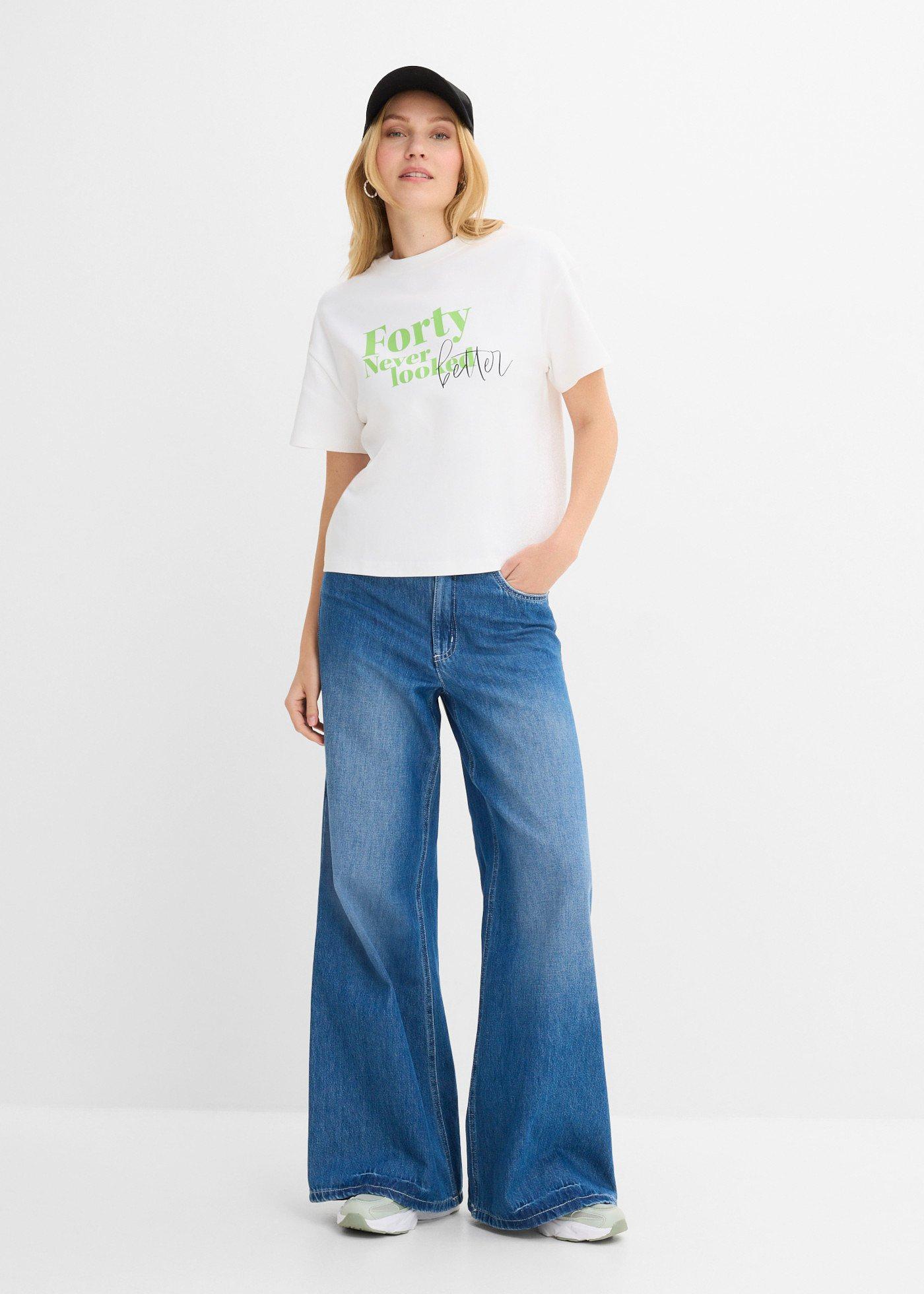 Szeroki T-shirt z czystej bawełny organicznej - Bonprix