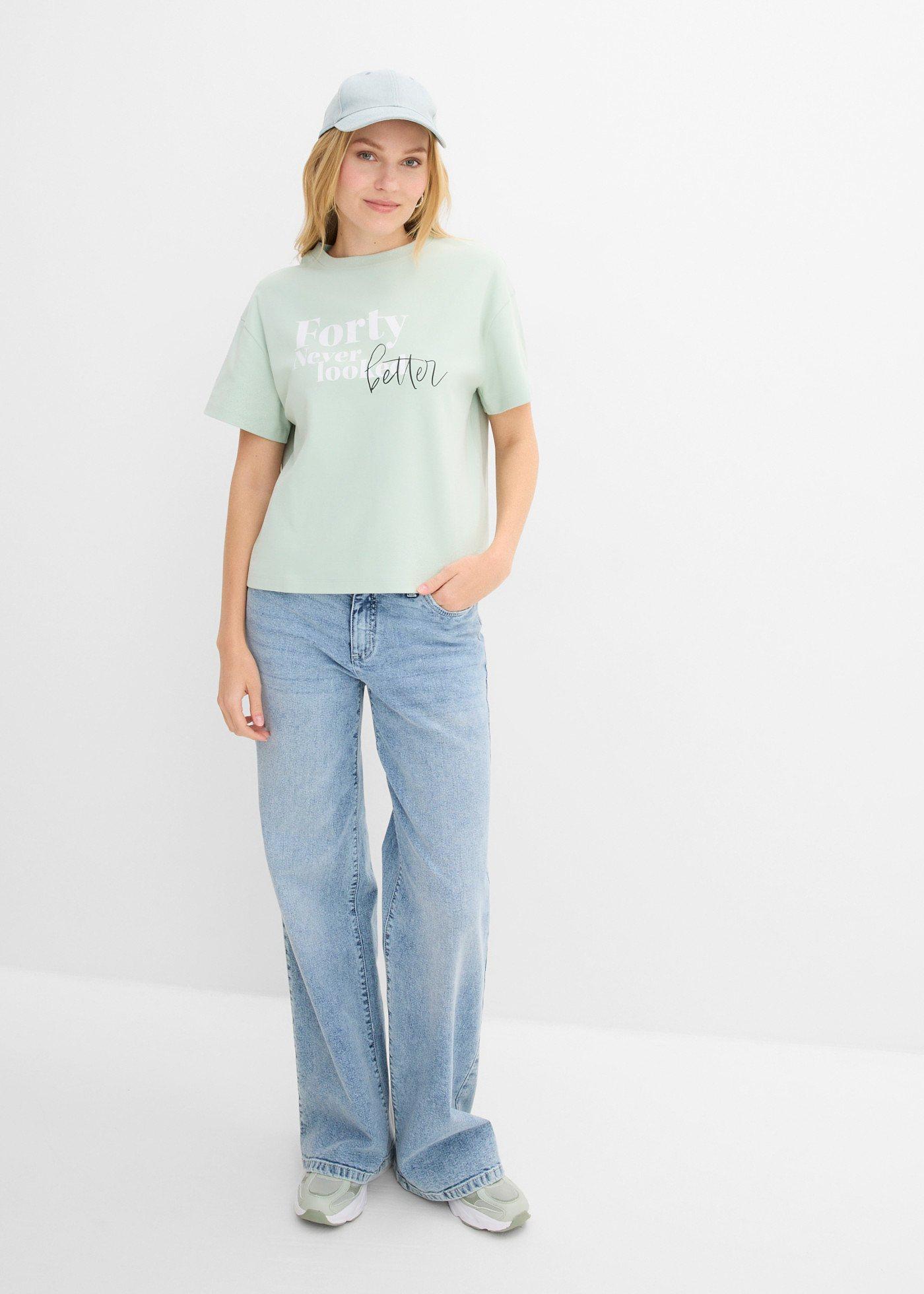 Szeroki T-shirt z czystej bawełny organicznej - Bonprix