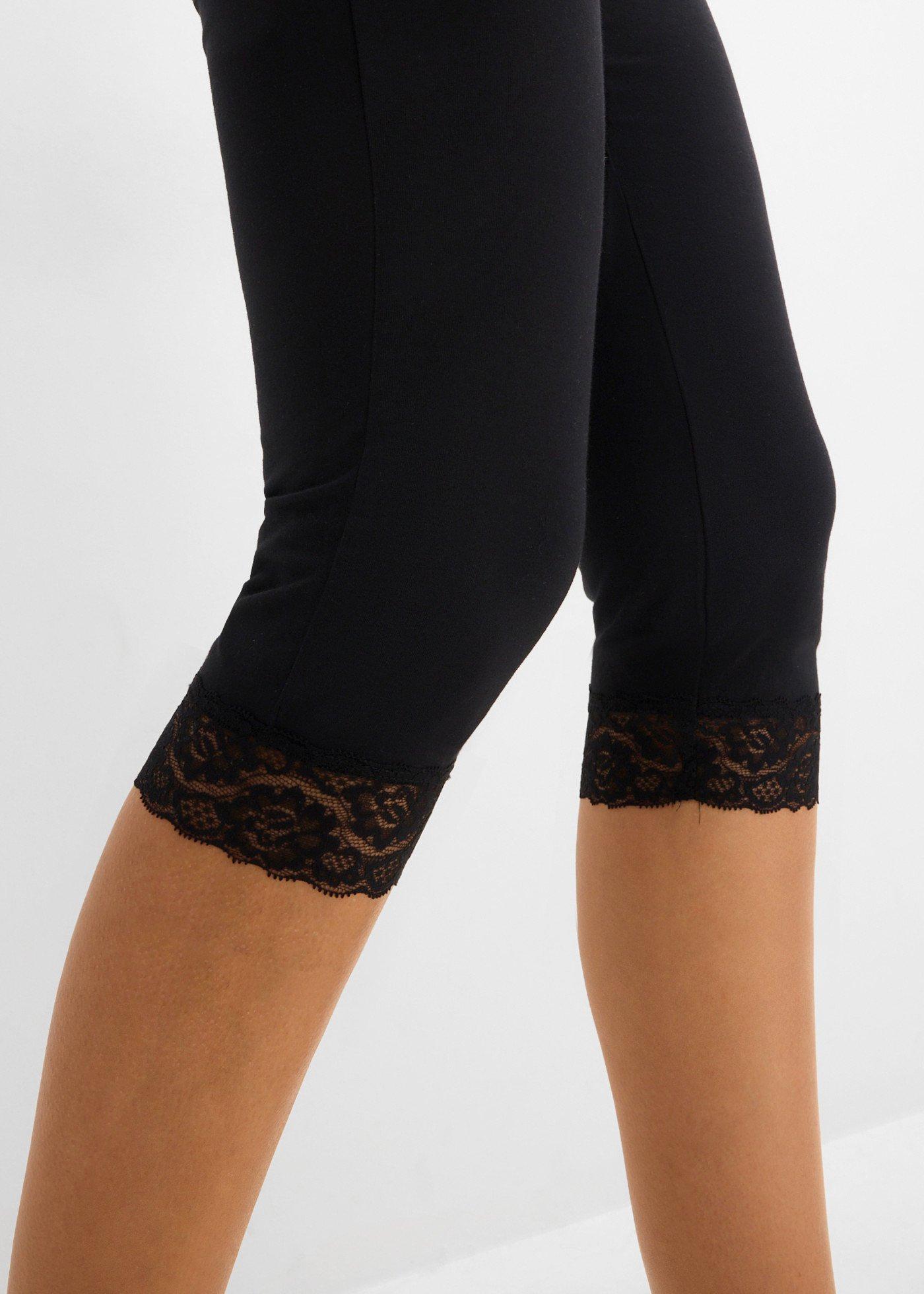 Legginsy rybaczki z ozdobną koronką - Bonprix