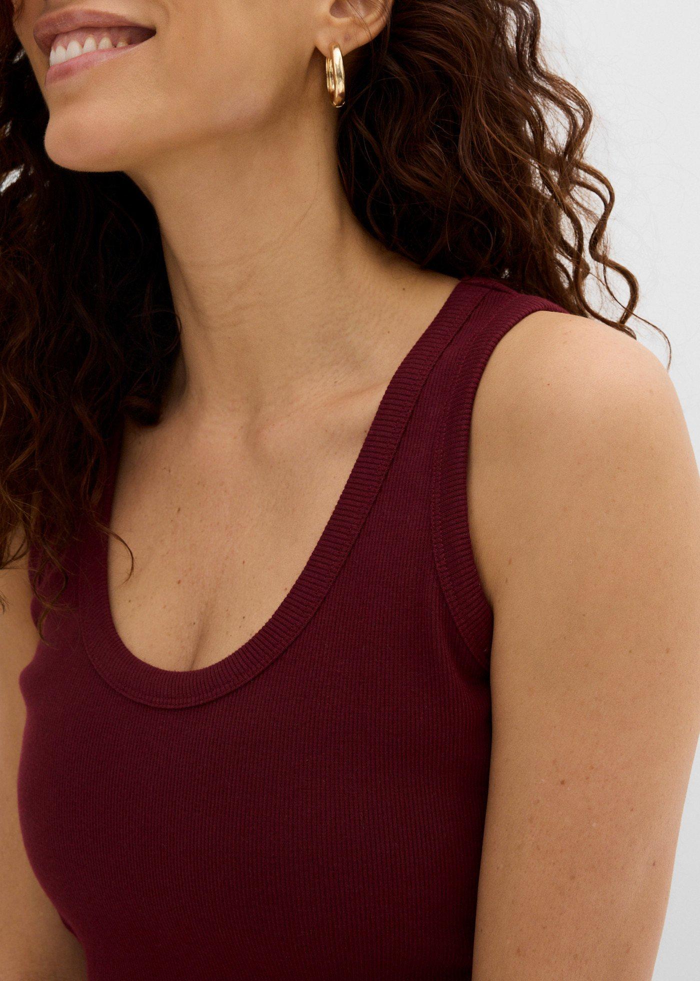 Prążkowany tank top z bawełną organiczną (2 szt.) - Bonprix