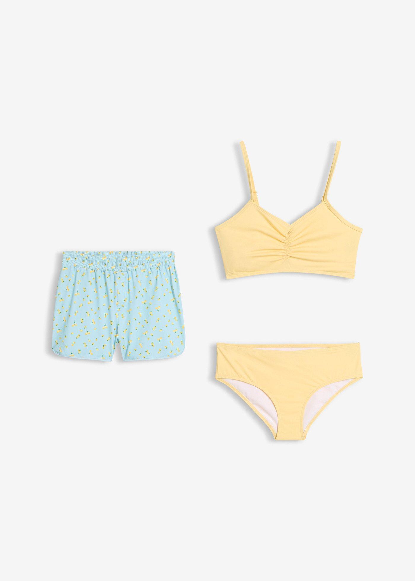 Bikini z figami i spodenkami kąpielowymi (3 części) - Bonprix