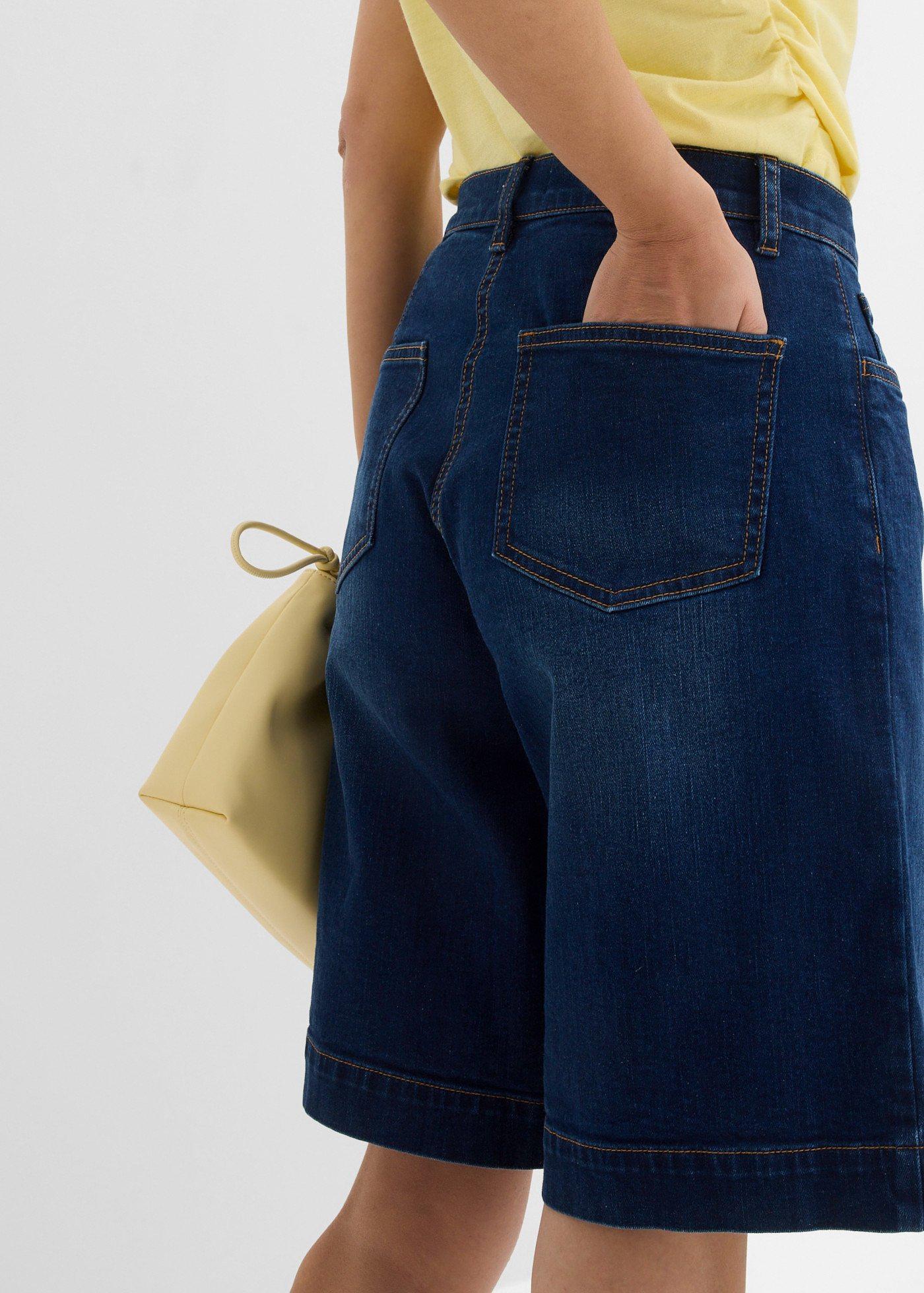Bermudy jeansowe, mid waist, z bawełny organicznej - Bonprix
