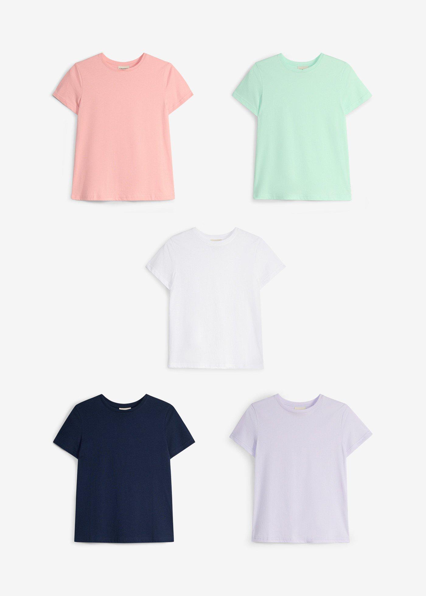 T-shirt z czystej bawełny organicznej, (5 szt.) - Bonprix