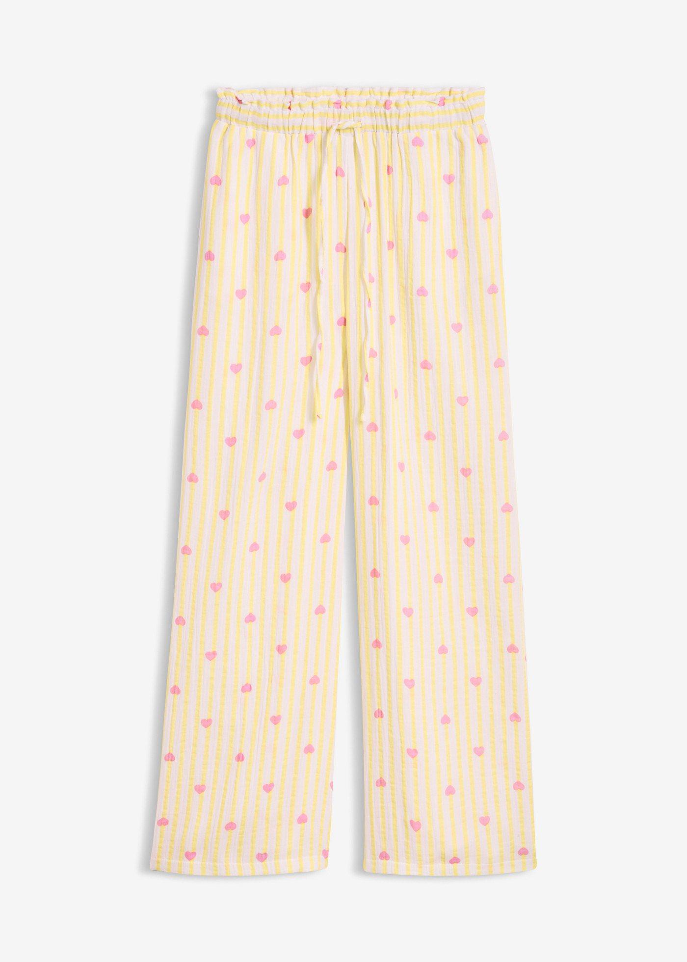 Pantalon taille élastiquée en gaze de coton