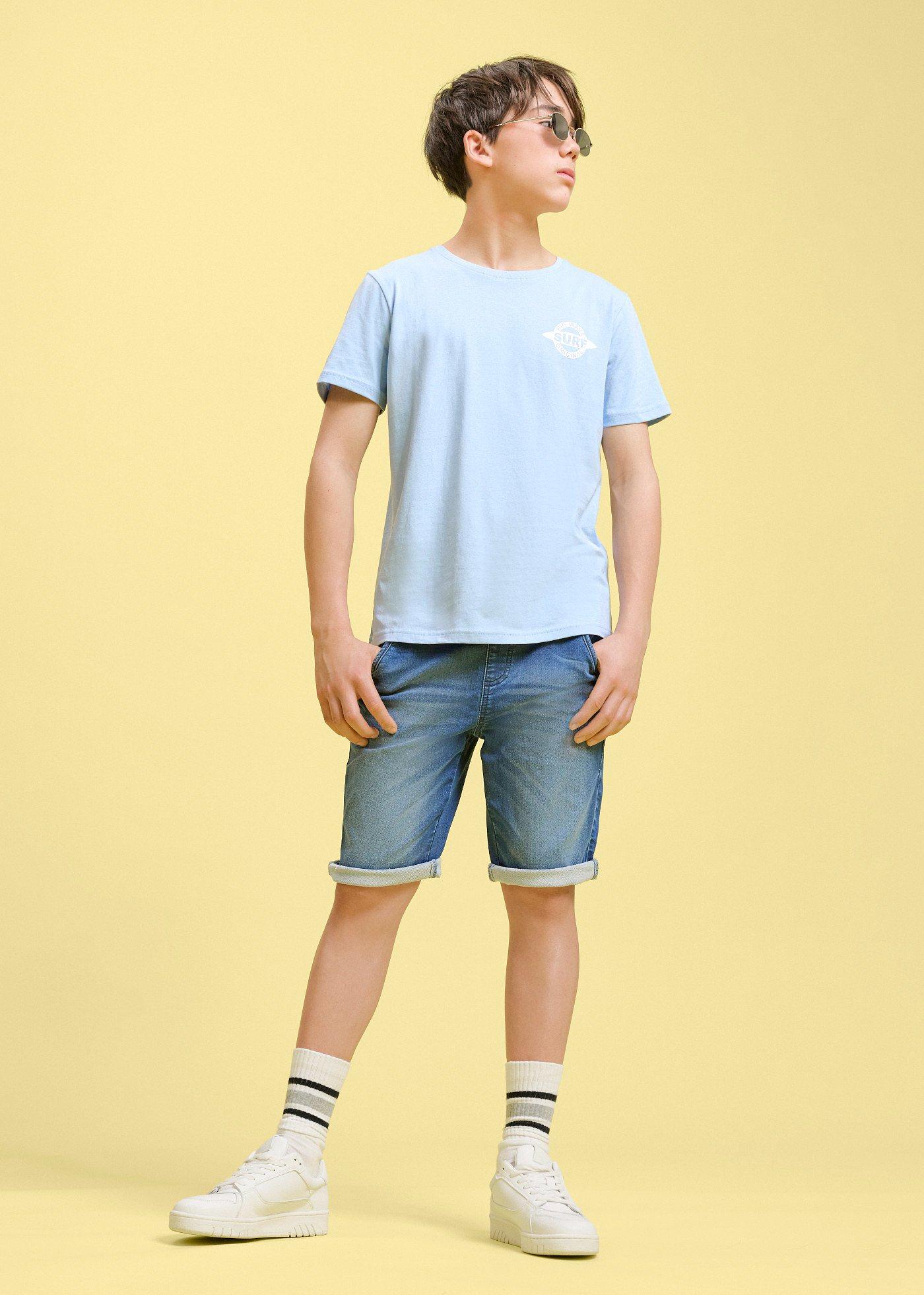 T-shirt z nadrukiem na plecach z czystej bawełny organicznej - Bonprix