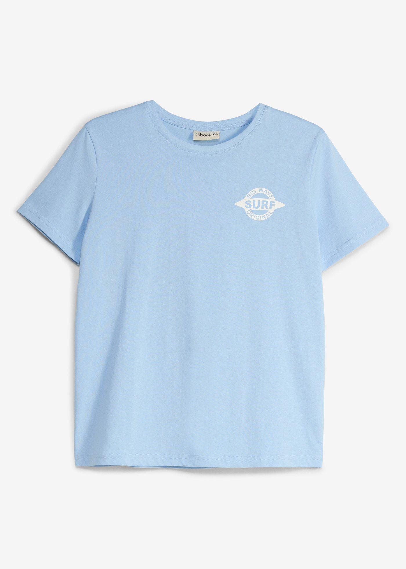 T-shirt z nadrukiem na plecach z czystej bawełny organicznej - Bonprix