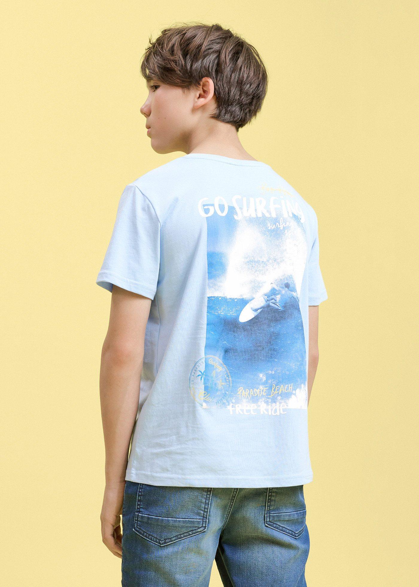 T-shirt z nadrukiem na plecach z czystej bawełny organicznej - Bonprix