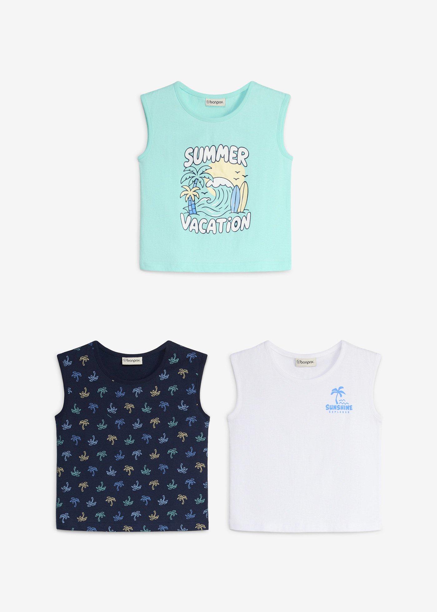 Tank top z czystej bawełny (3 sztuki) - Bonprix