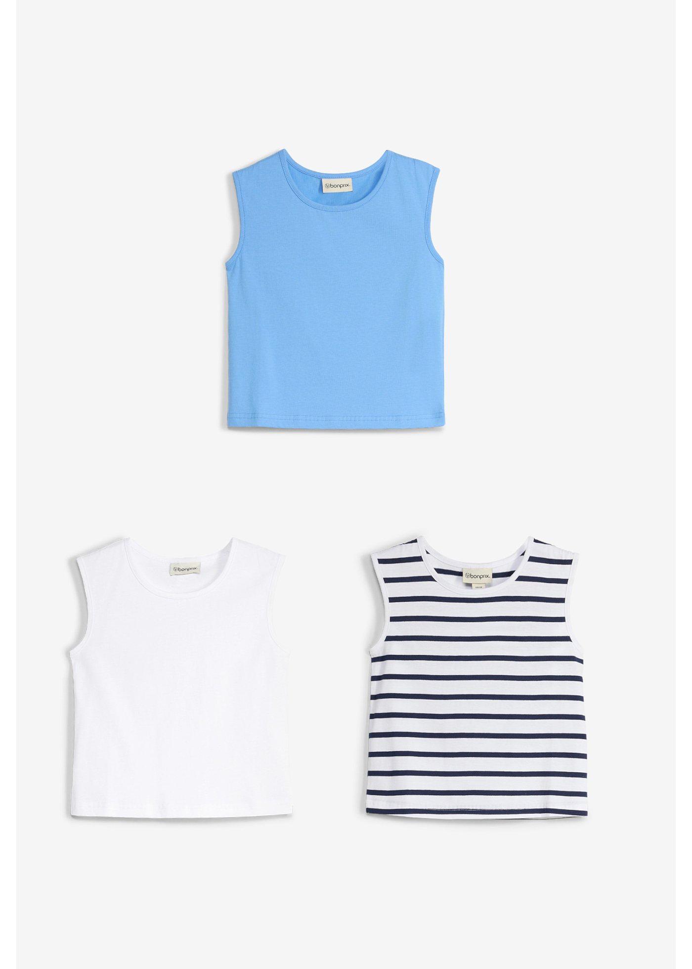 Tank top z czystej bawełny (3 sztuki) - Bonprix