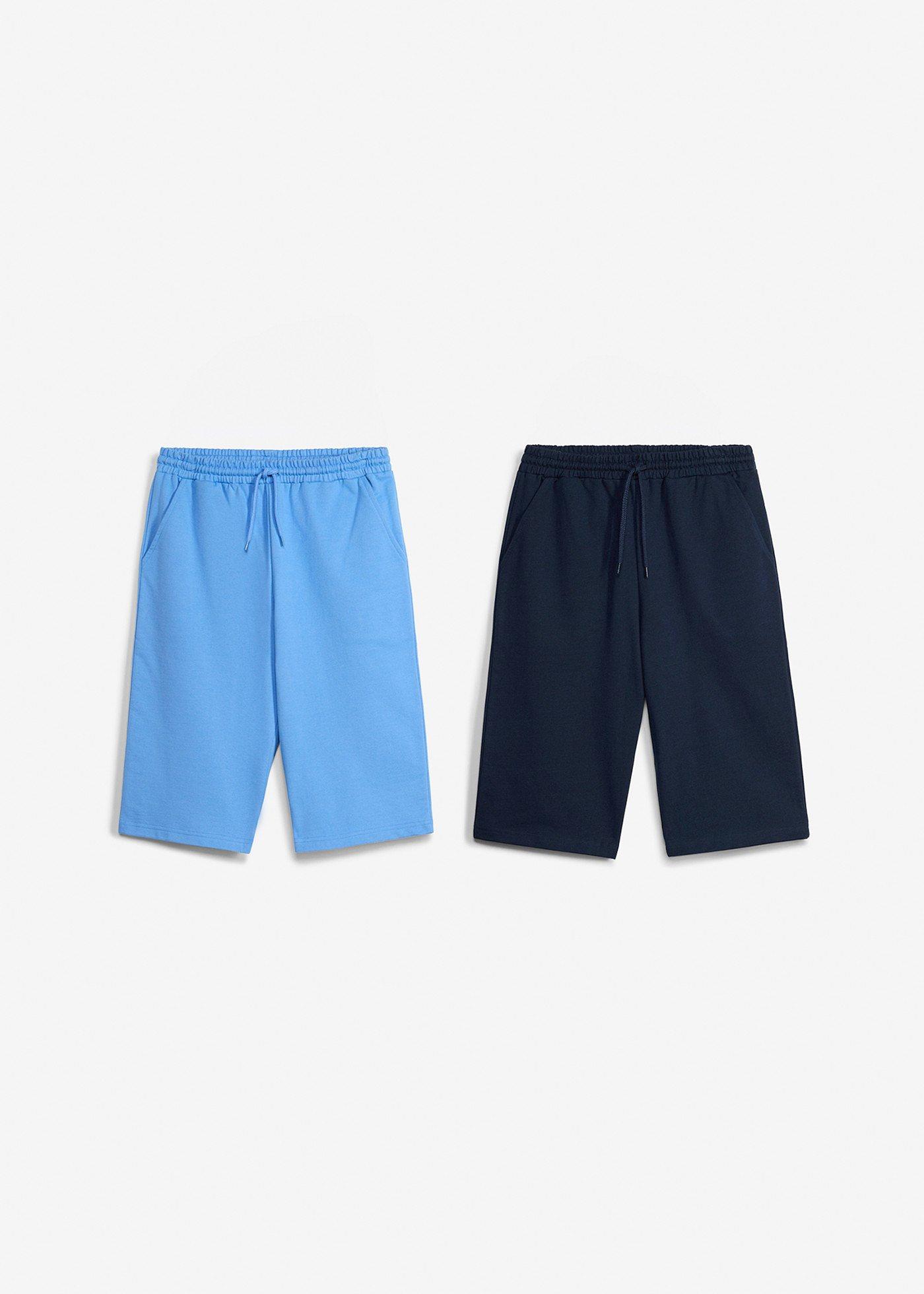 Bermudy dresowe z czystej bawełny organicznej, loose fit, 2 szt. - Bonprix