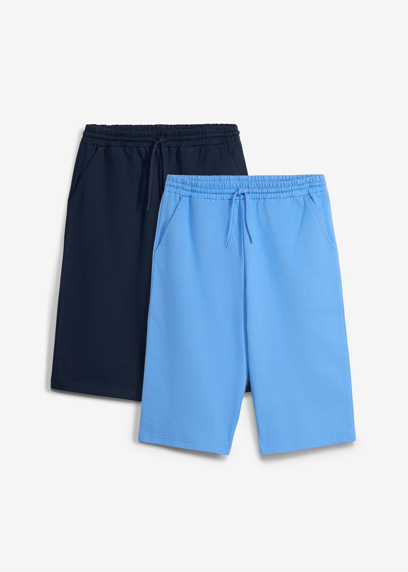 Bermudy dresowe z czystej bawełny organicznej, loose fit, 2 szt. - Bonprix