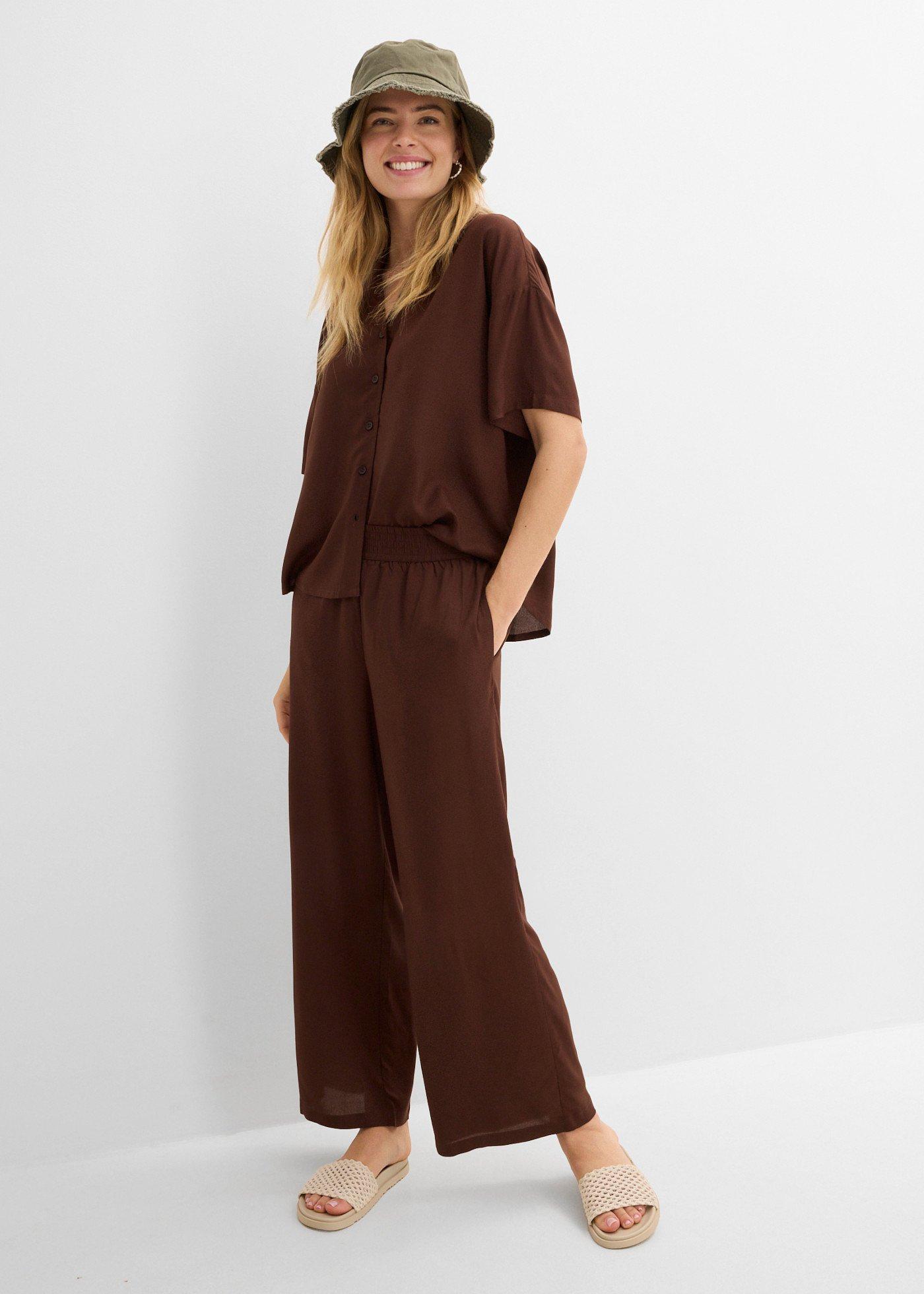 Bluzka z krótkim rękawem oversize, z miękkiej mieszanki wiskozy - Bonprix