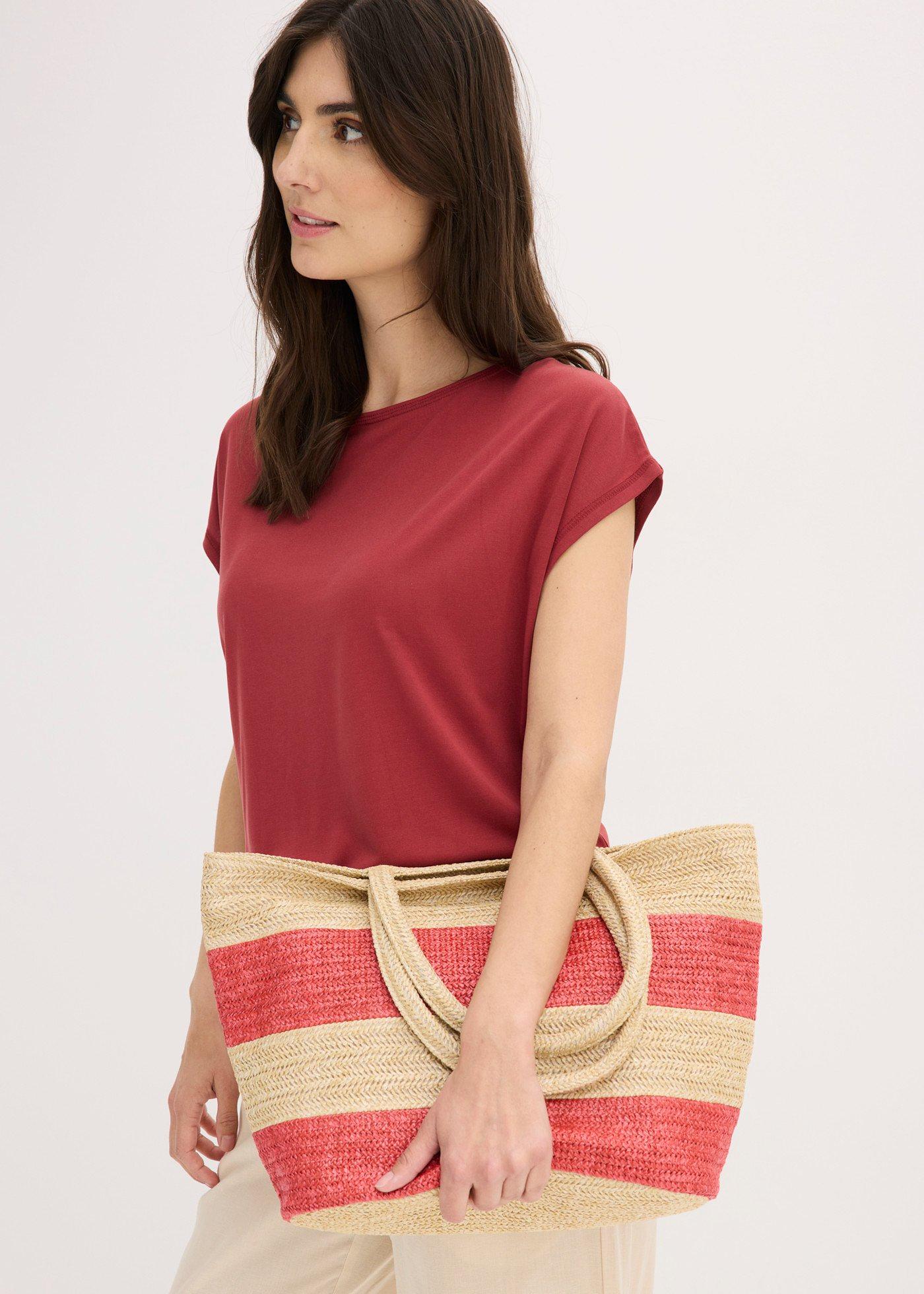 Torba shopper z juty, w paski - Bonprix