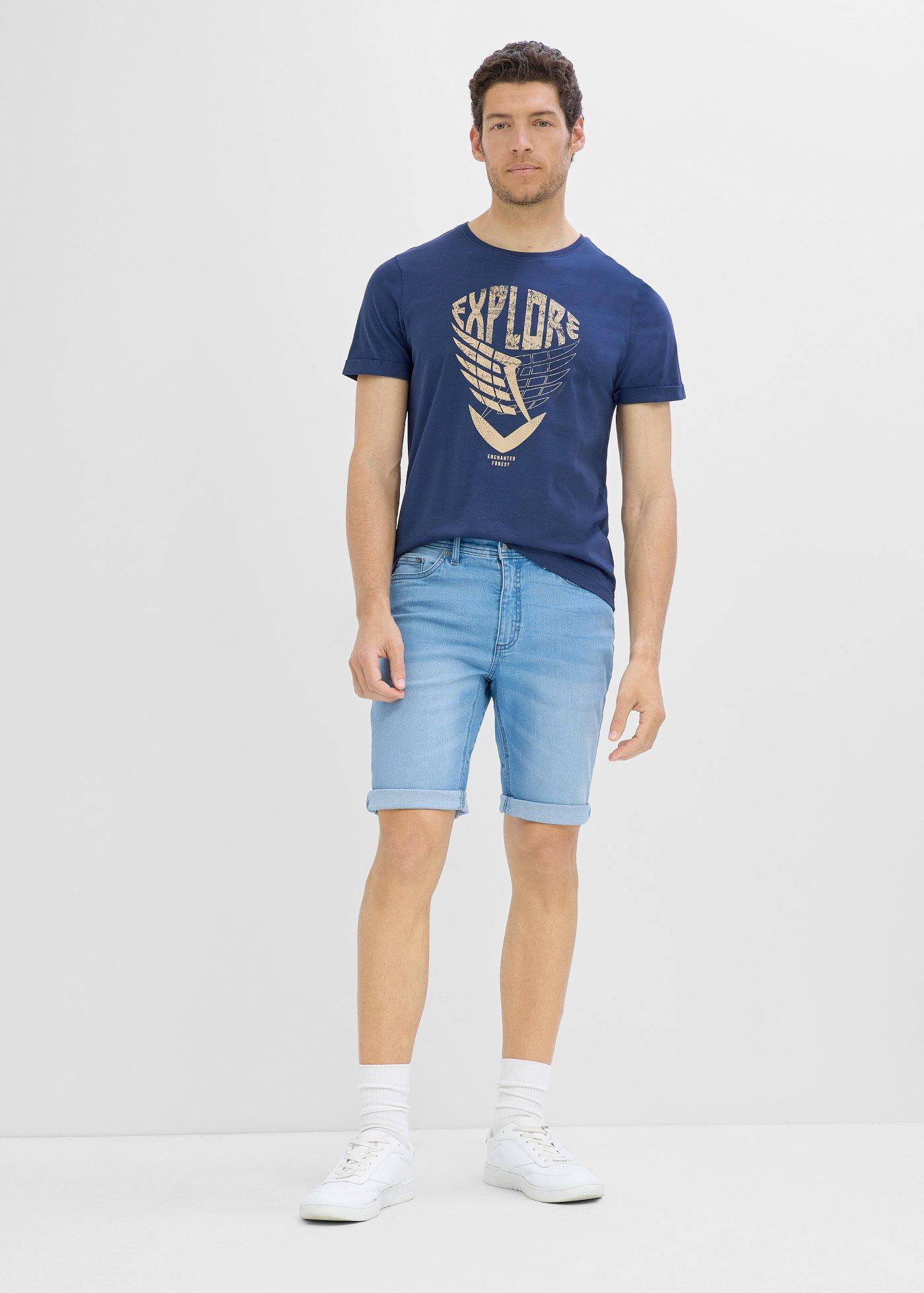 Bermudy jeansowe ze stretchem, ze wzmocnioną częścią w kroku, regular fit, 2 szt. - Bonprix