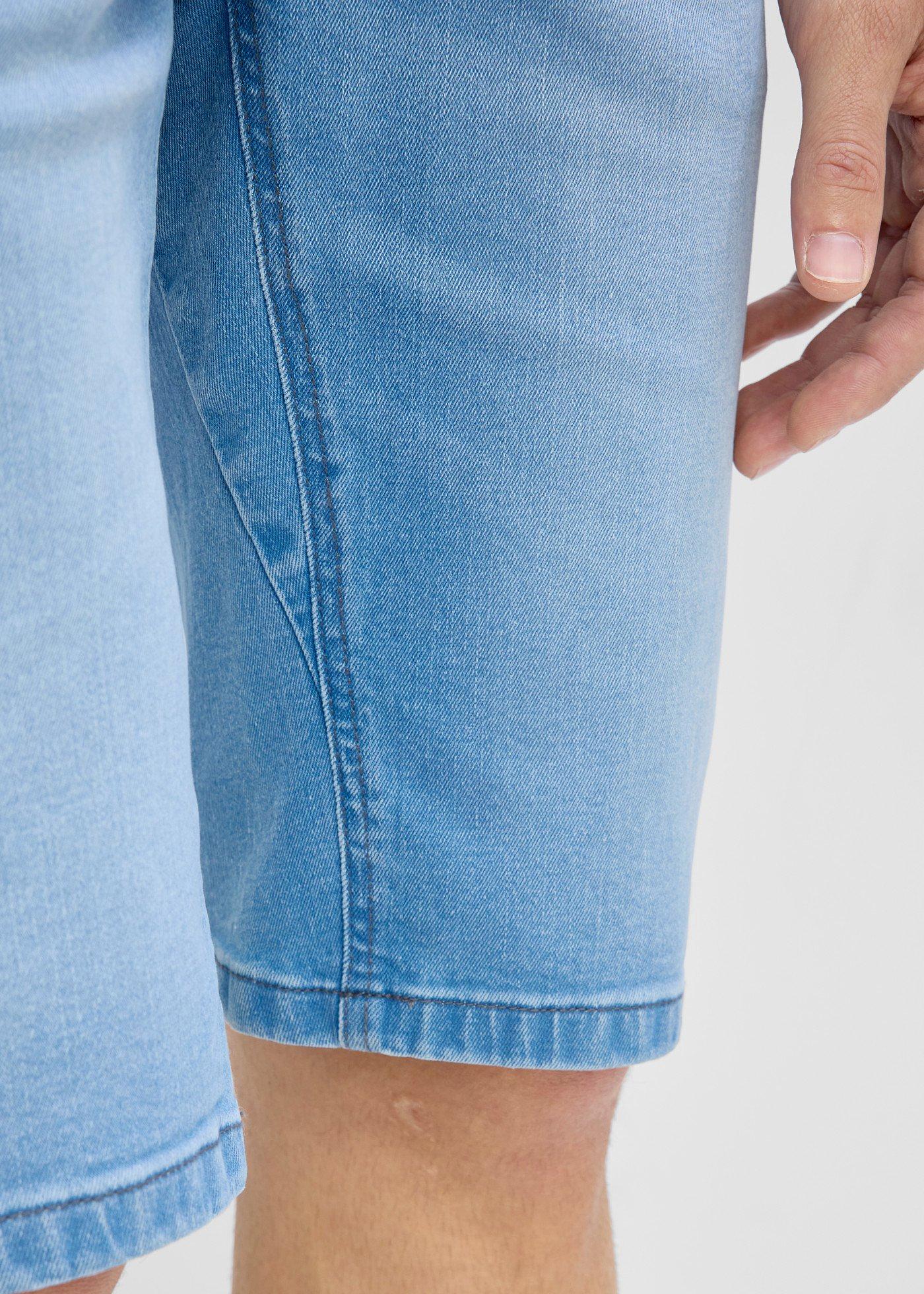 Bermudy jeansowe ze stretchem, ze wzmocnioną częścią w kroku, regular fit, 2 szt. - Bonprix