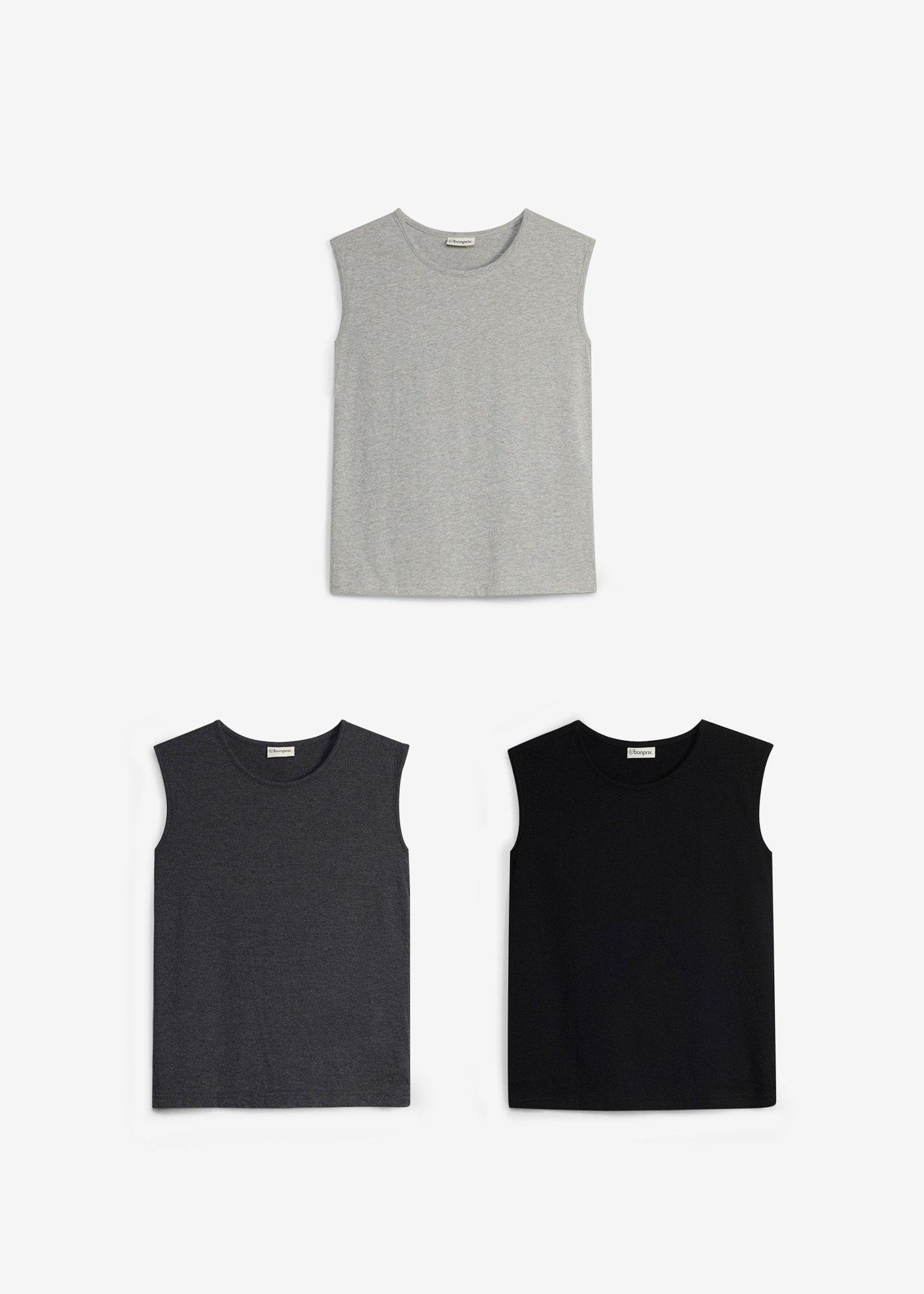 Tank top z bawełny organicznej (3 sztuki) - Bonprix