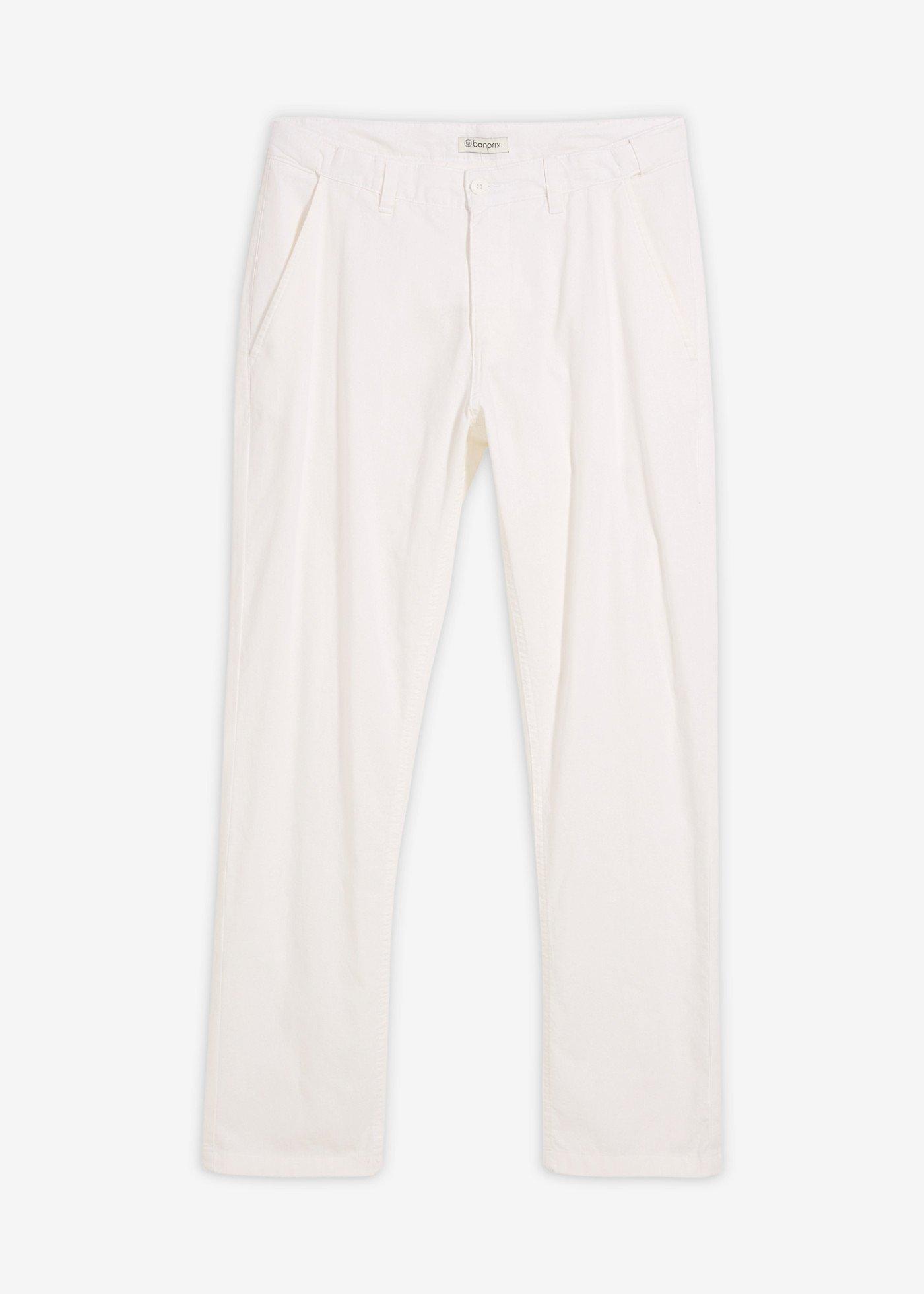 Pantalon chino regular en lin mélangé, droit