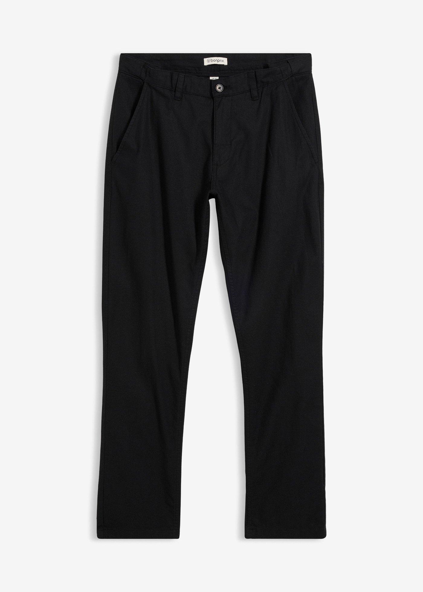 Pantalon chino regular en lin mélangé, droit