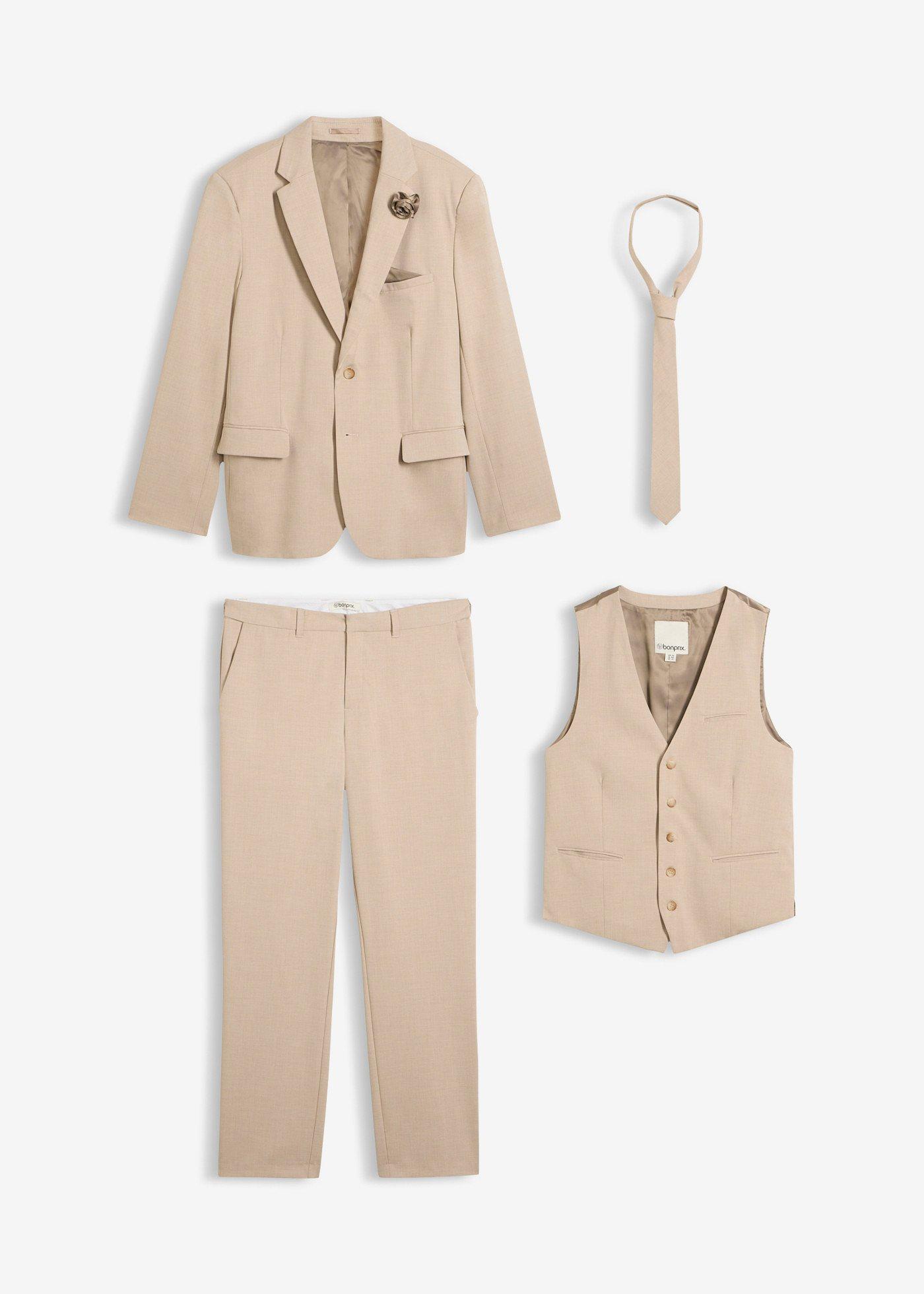 Costume 4 pièces avec gilet sans manches et cravate, regular