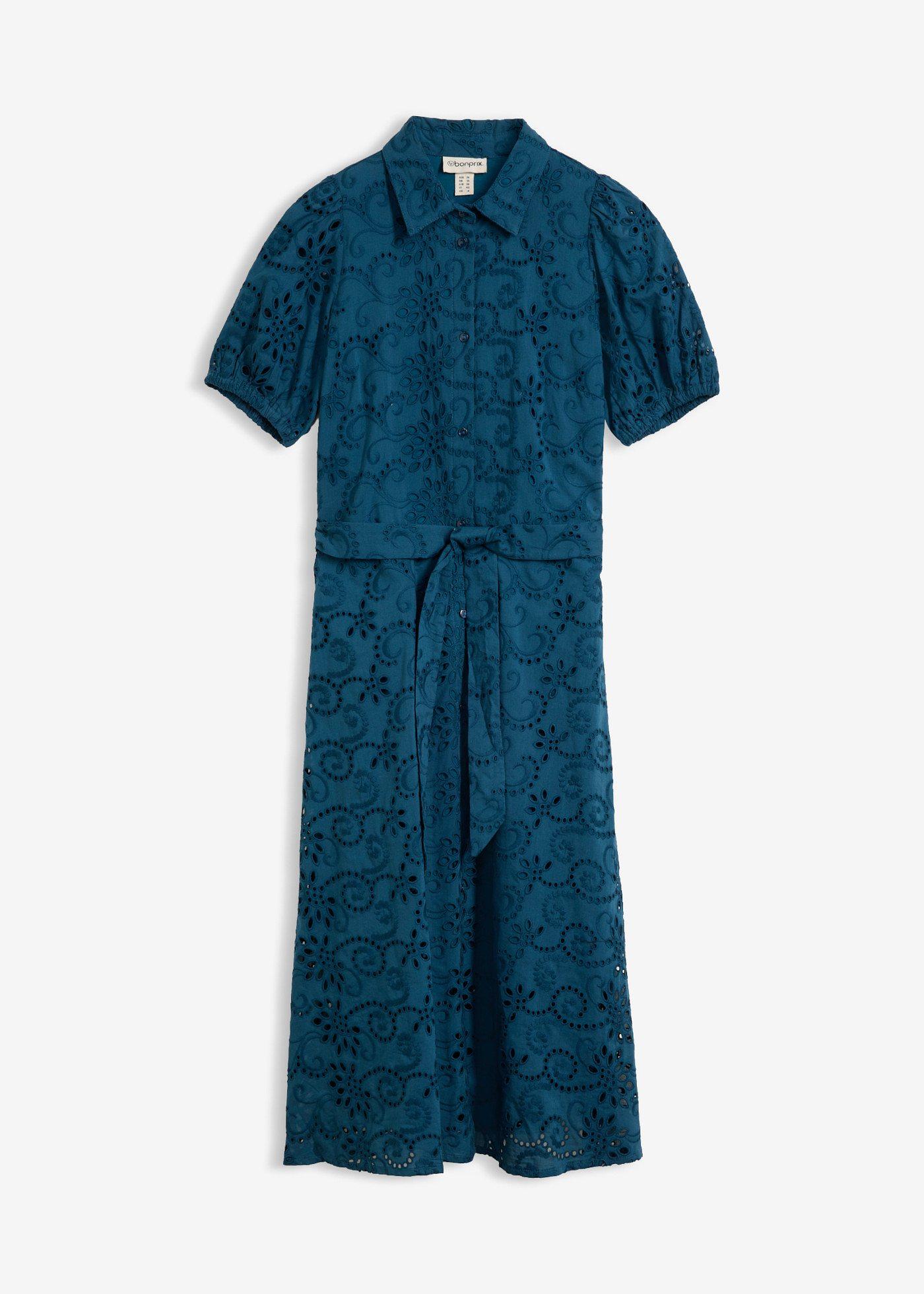 Robe chemise en broderie anglaise, 100% coton