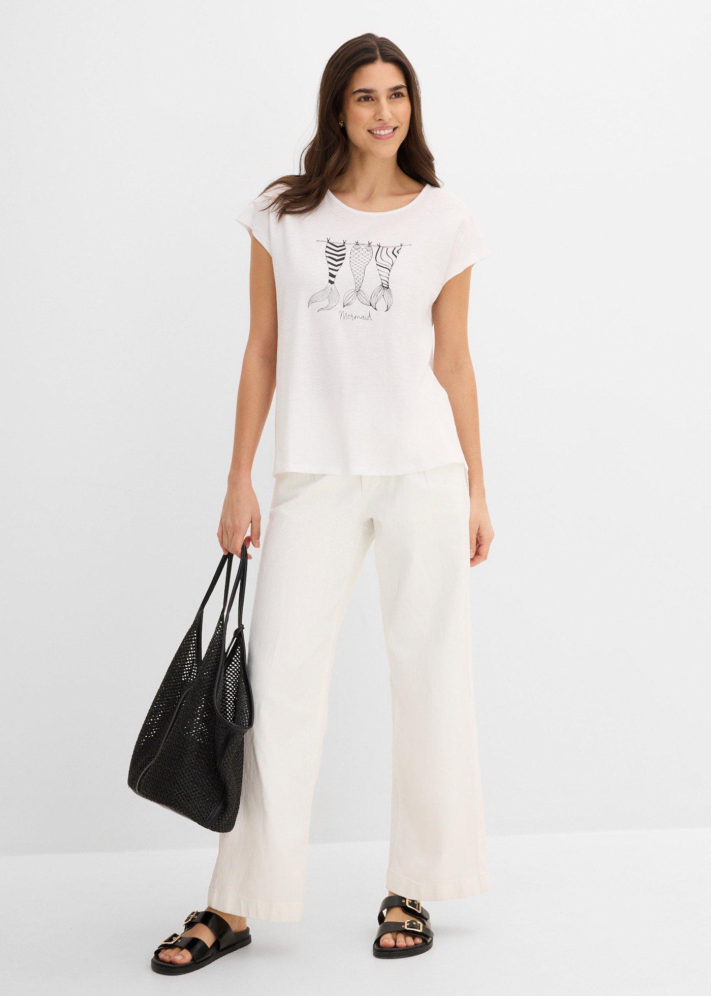 Lekki długi T-shirt z czystej bawełny organicznej - Bonprix