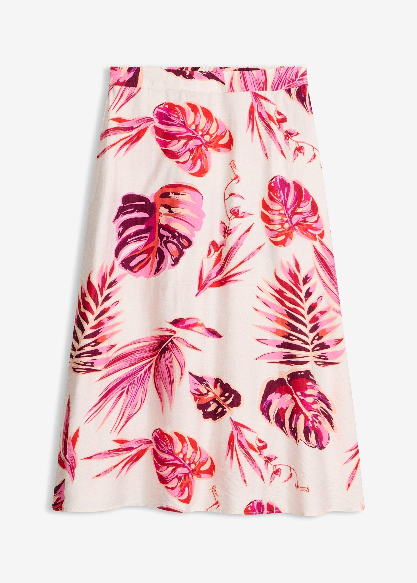 Jupe midi fluide en viscose mélangée