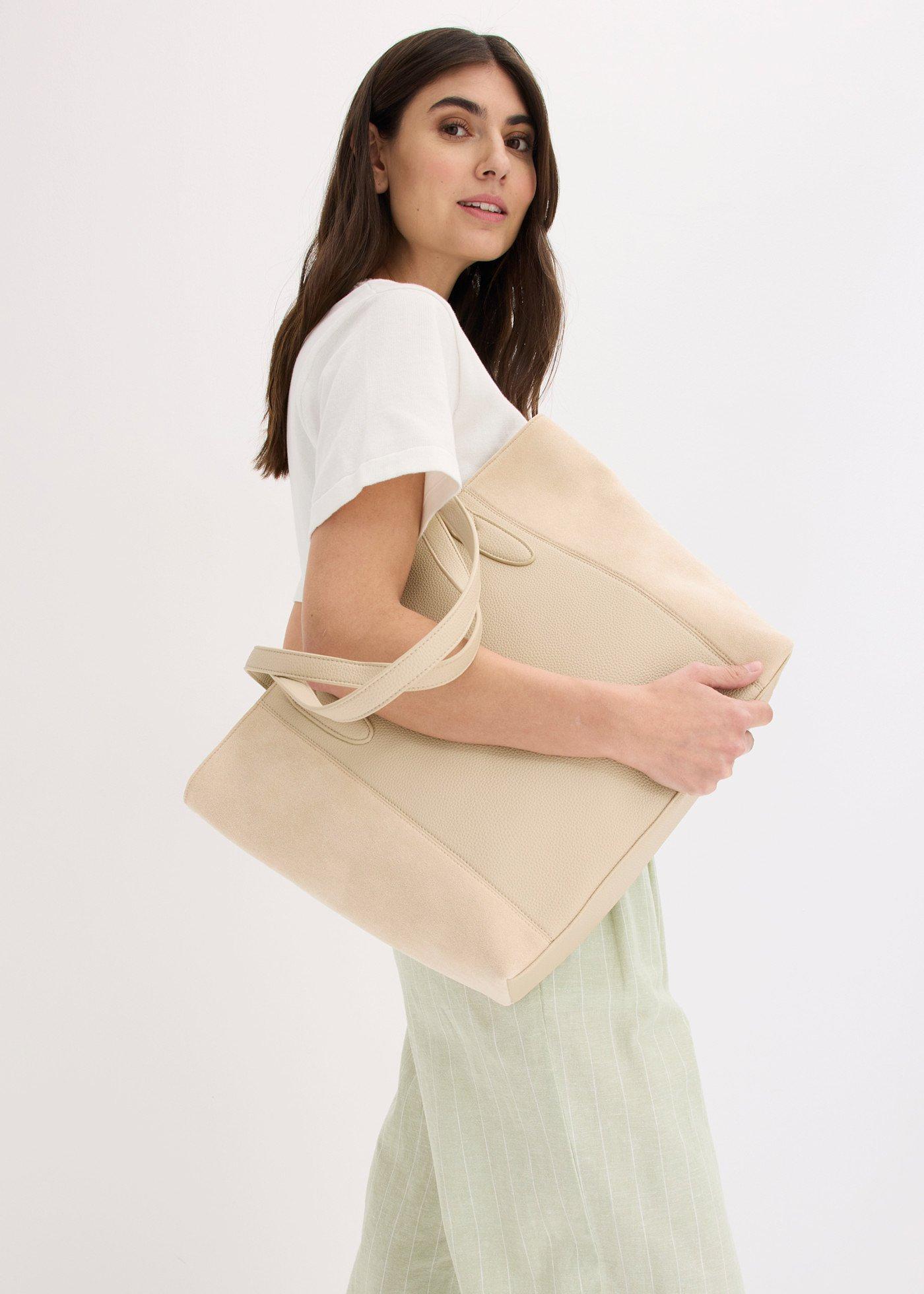 Duża torba typu shopper z różnych materiałów - Bonprix