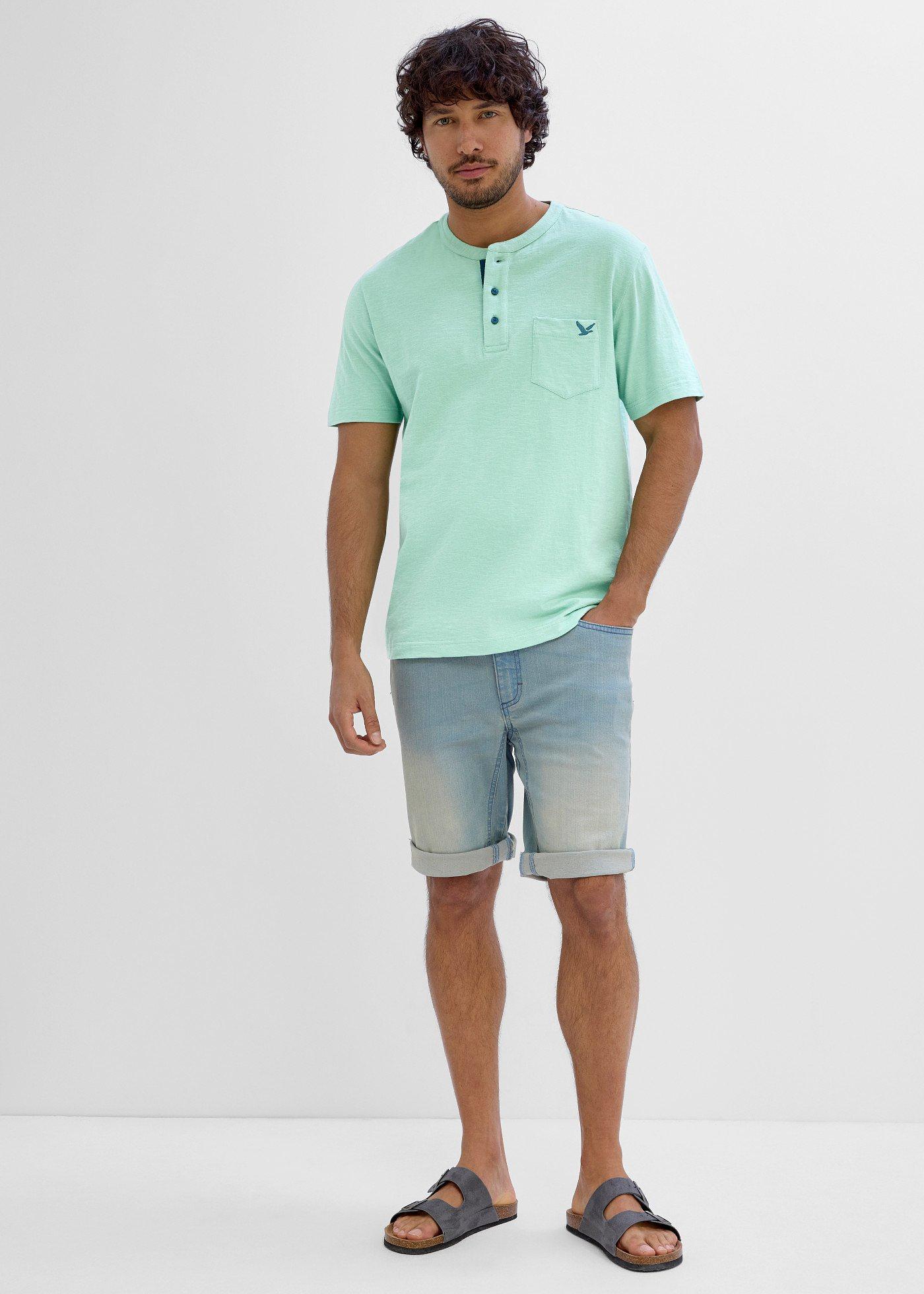 Koszulka z dekoltem henley z czystej bawełny organicznej - Bonprix