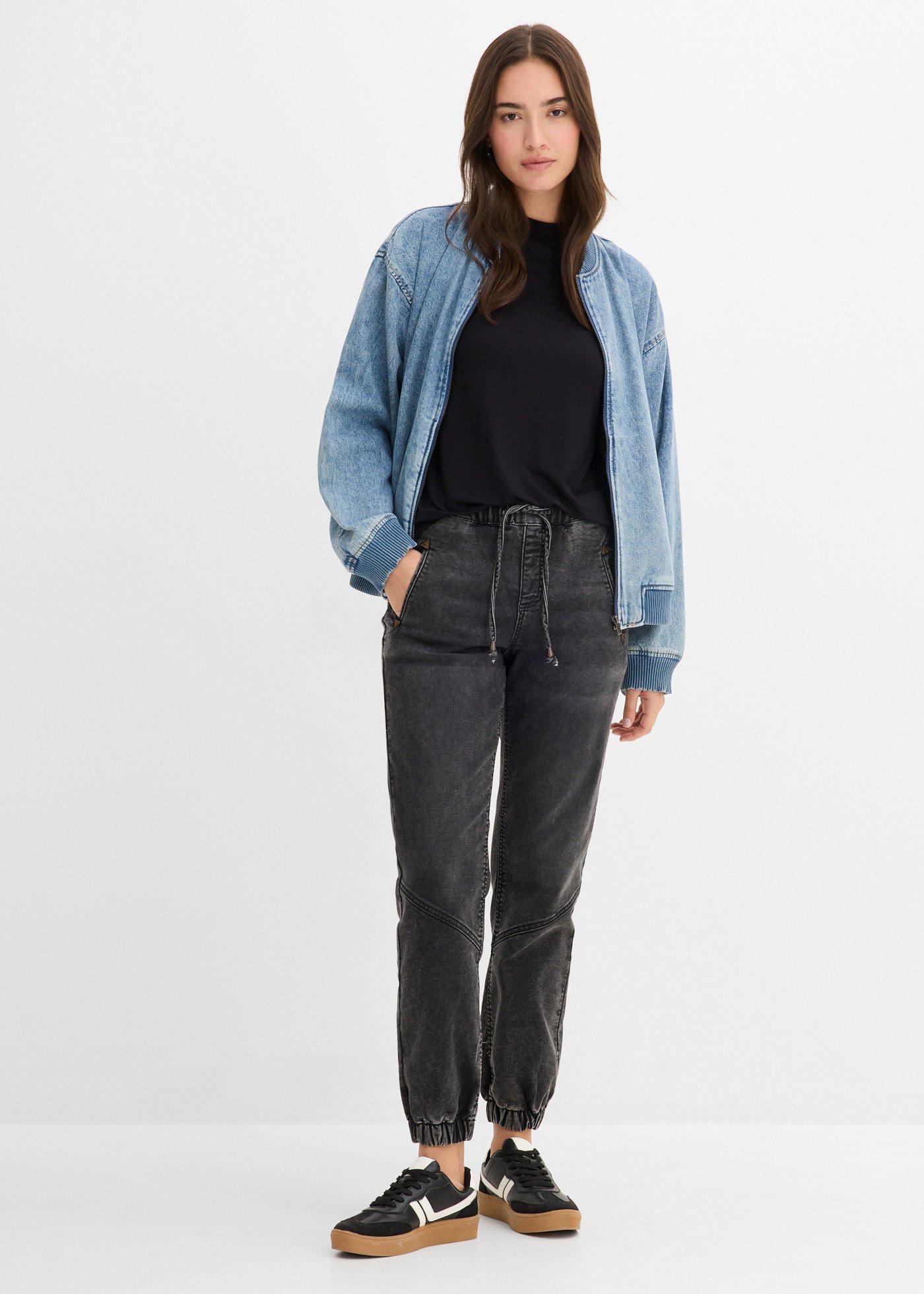 Dżinsy jogger mid waist, ze stretchem - Bonprix