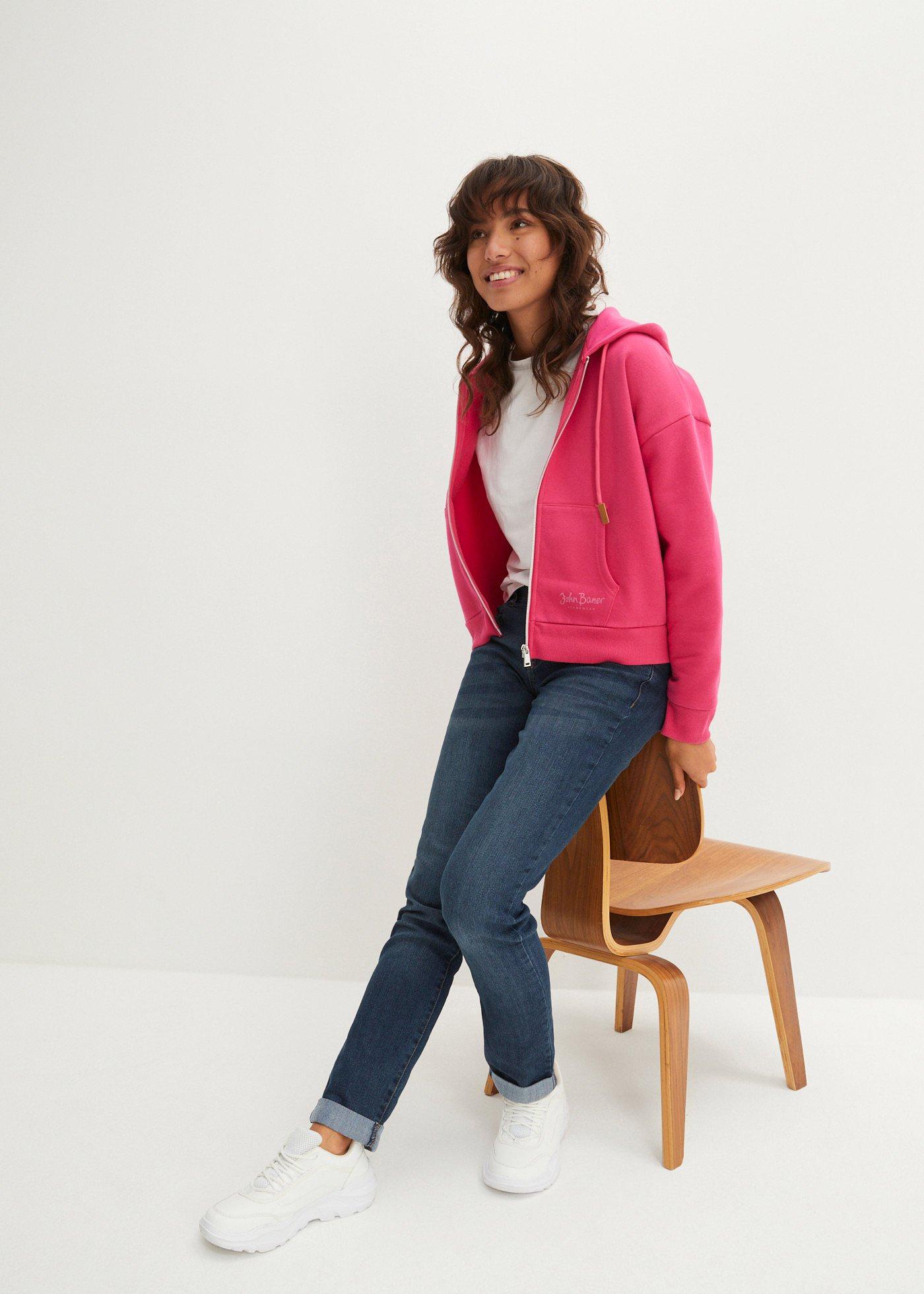 Jeansy ze stretchem straight, mid waist - Bonprix