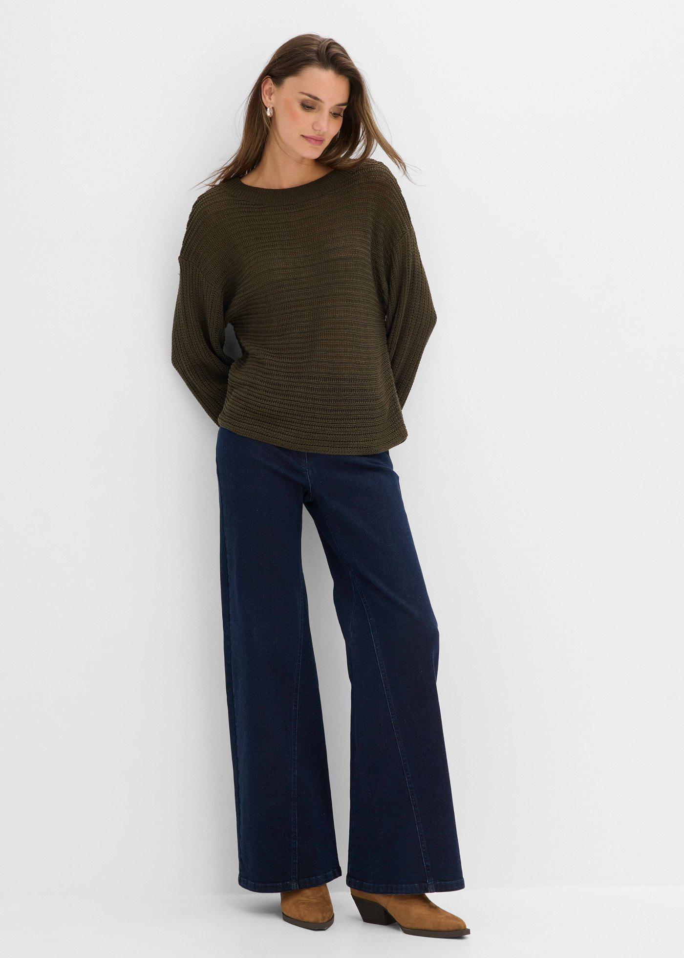 Sweter oversize w ażurowy wzór - Bonprix