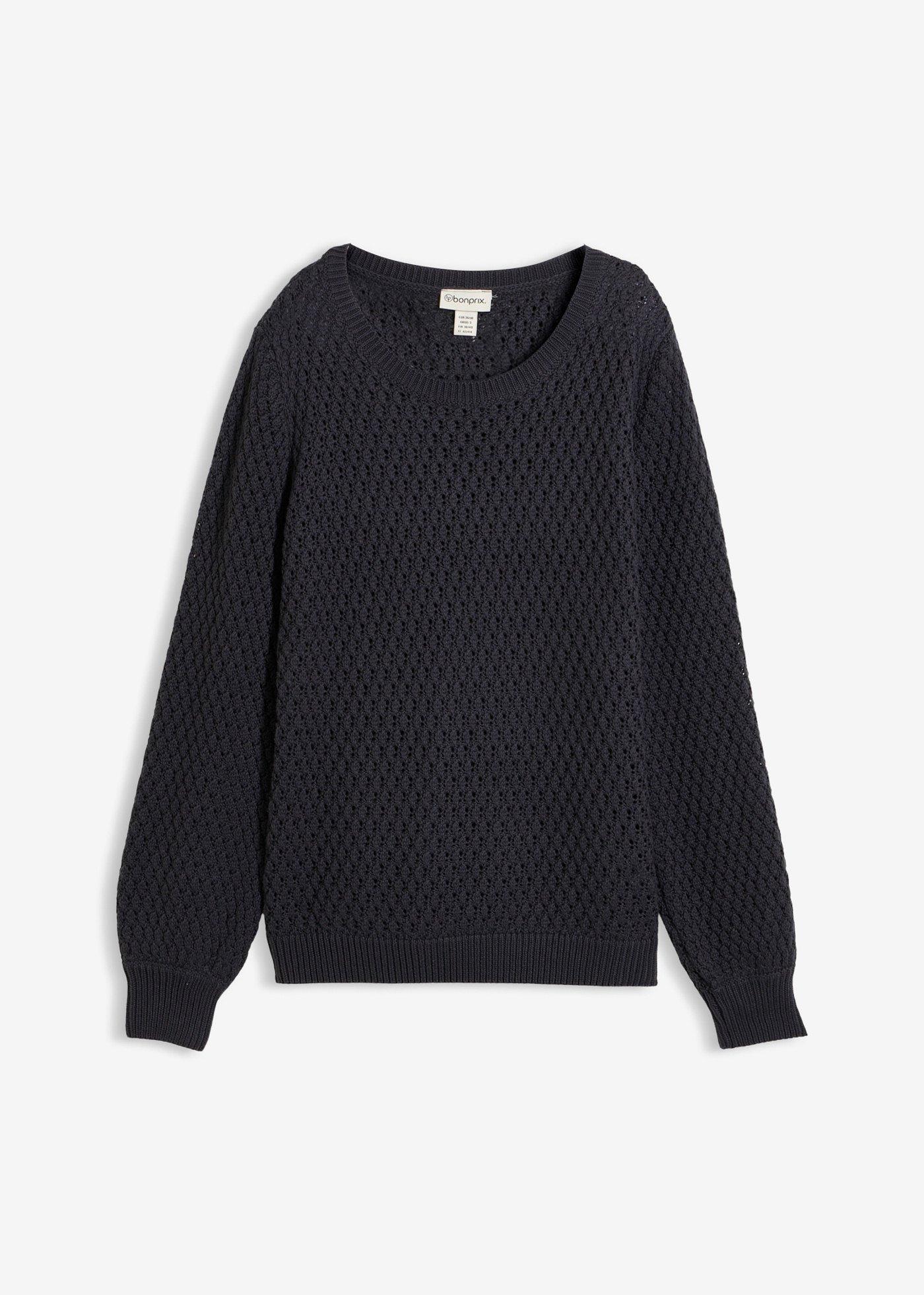 Pulover cu tricot texturat, din material cu bumbac