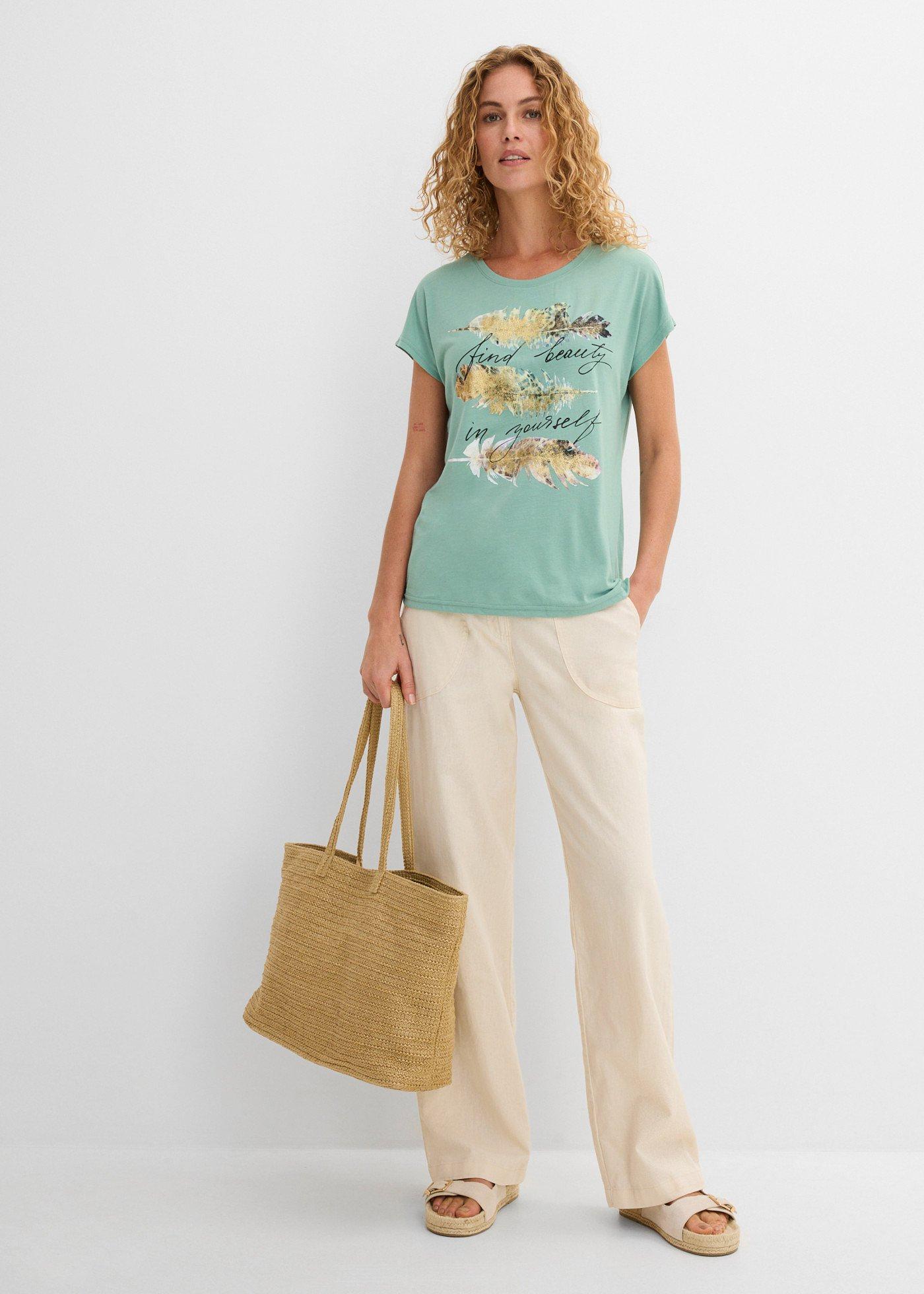 T-shirt z brokatowym nadrukiem - Bonprix