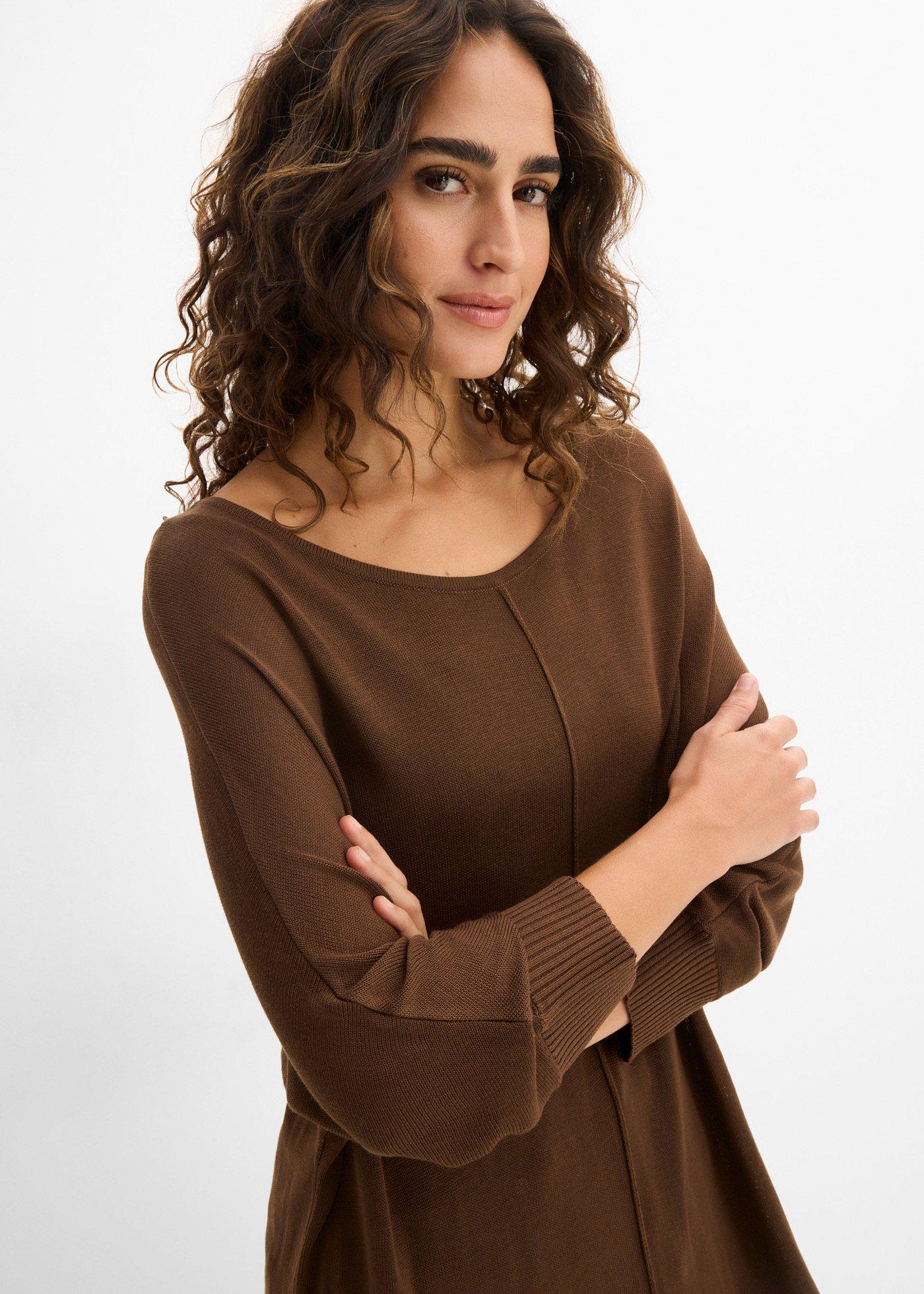 Sweter z cienkiej dzianiny z rękawami 3/4 - Bonprix