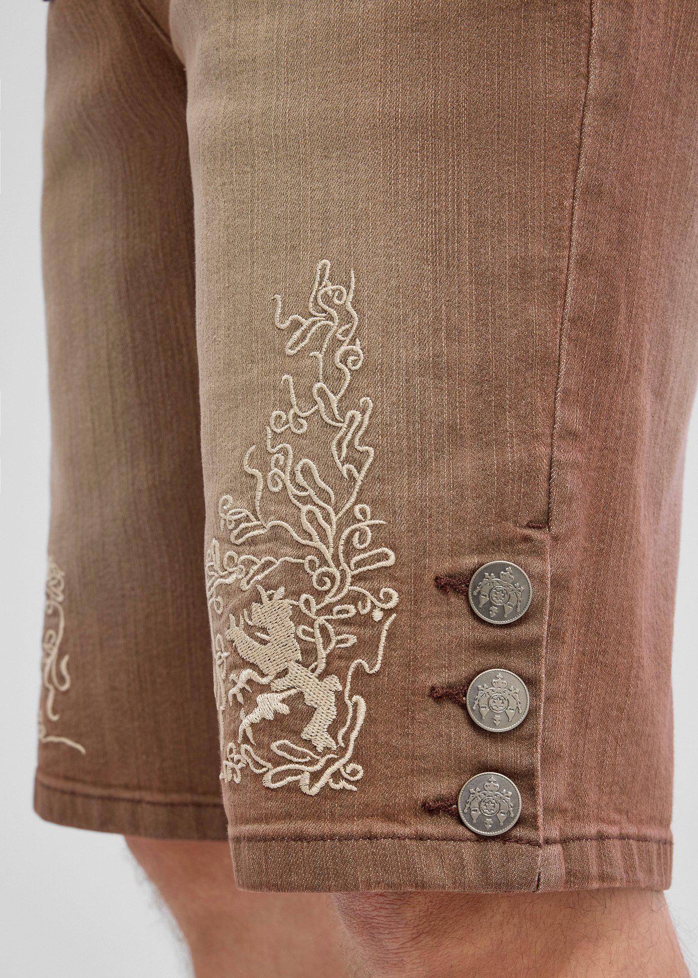 Jeansowe szorty w ludowym stylu, ze spraniem vintage, regular fit - Bonprix