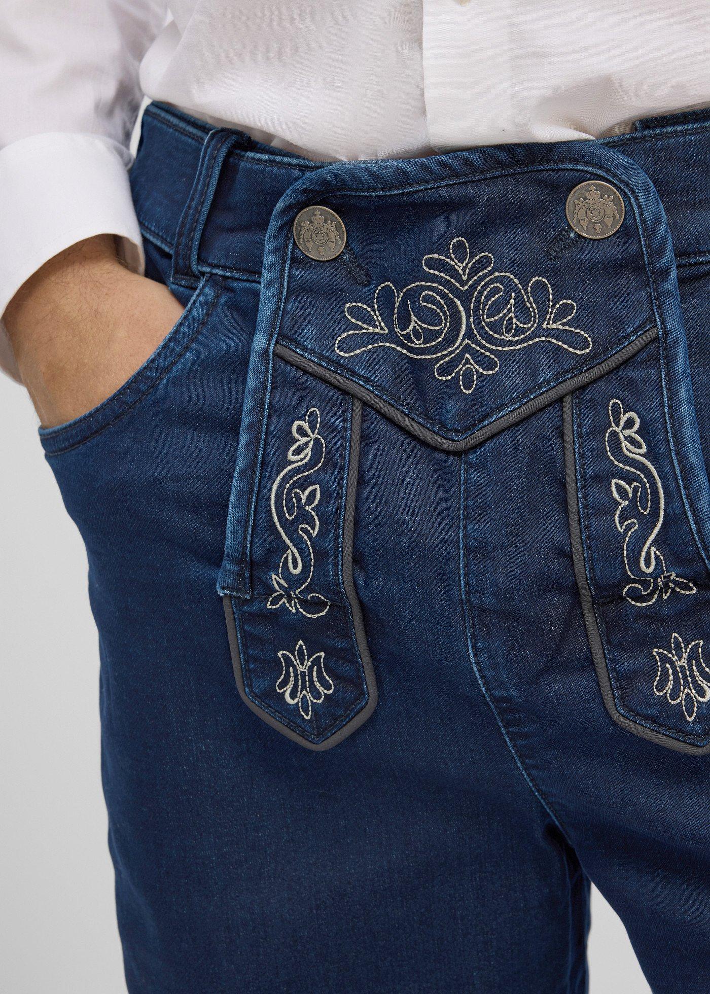 Bermudy w ludowym stylu z denimu dresowego z gumką w pasie - Bonprix