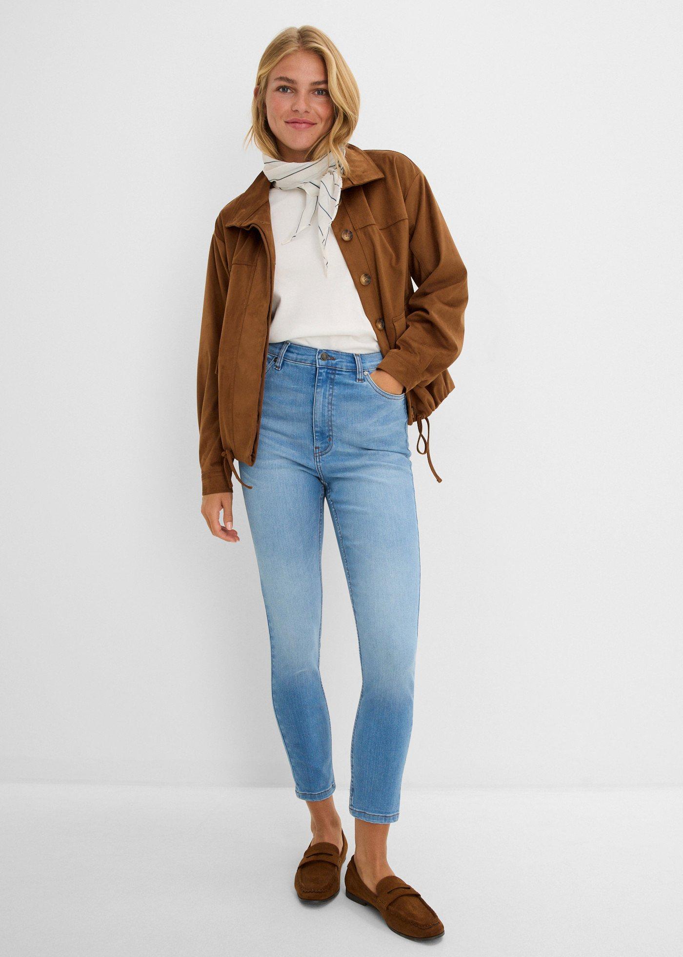 Jeansy skinny, high waist, cropped - Bonprix