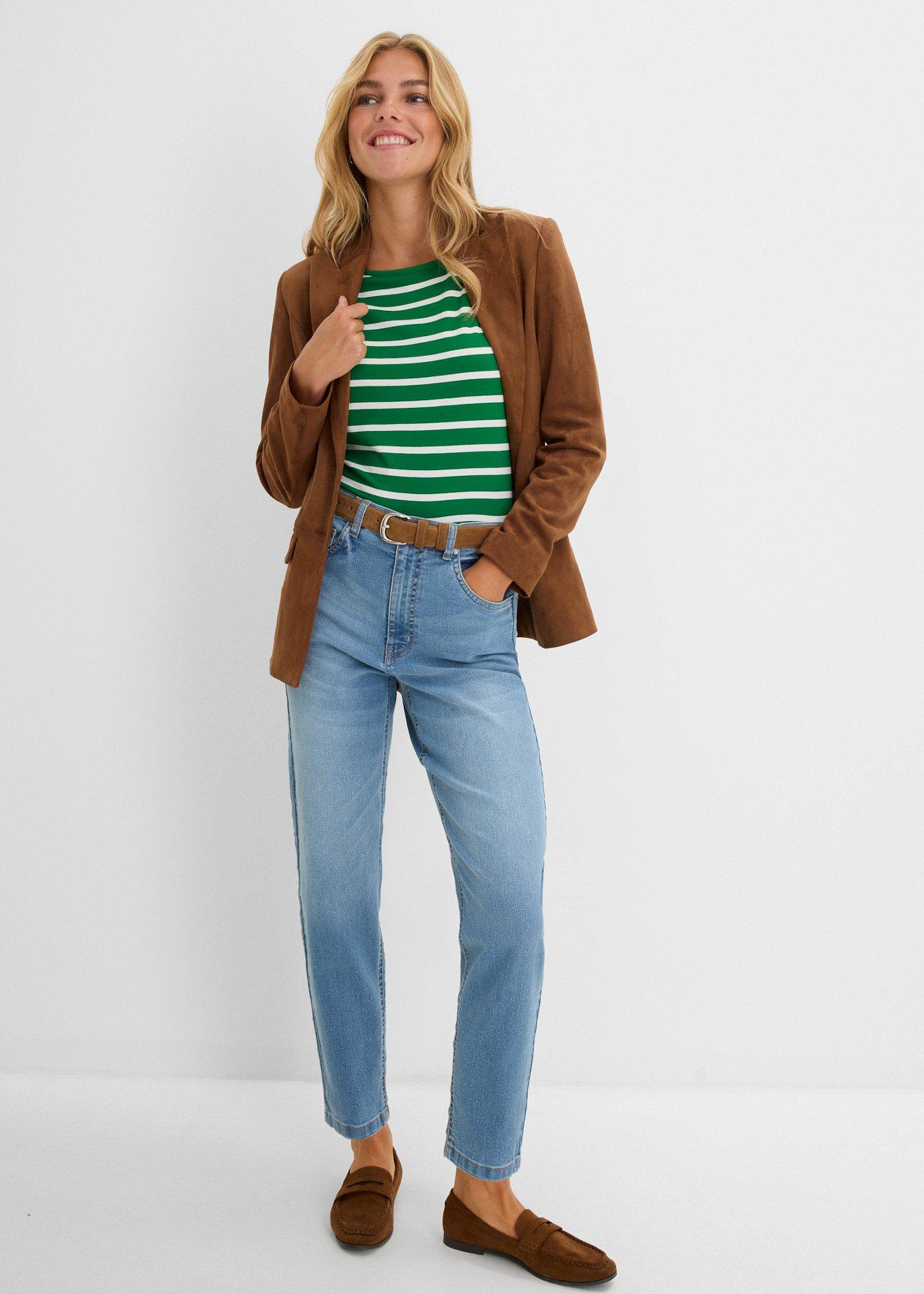 Jeansy Mom high waist cropped - Bonprix