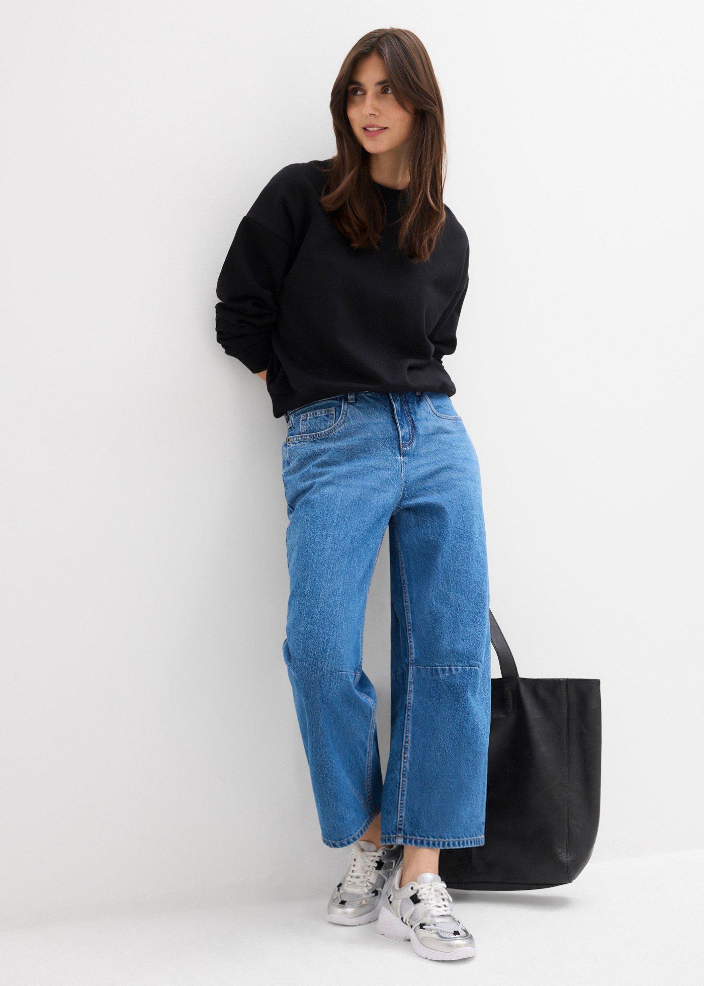 Jeansy typu barrel, mid waist - Bonprix