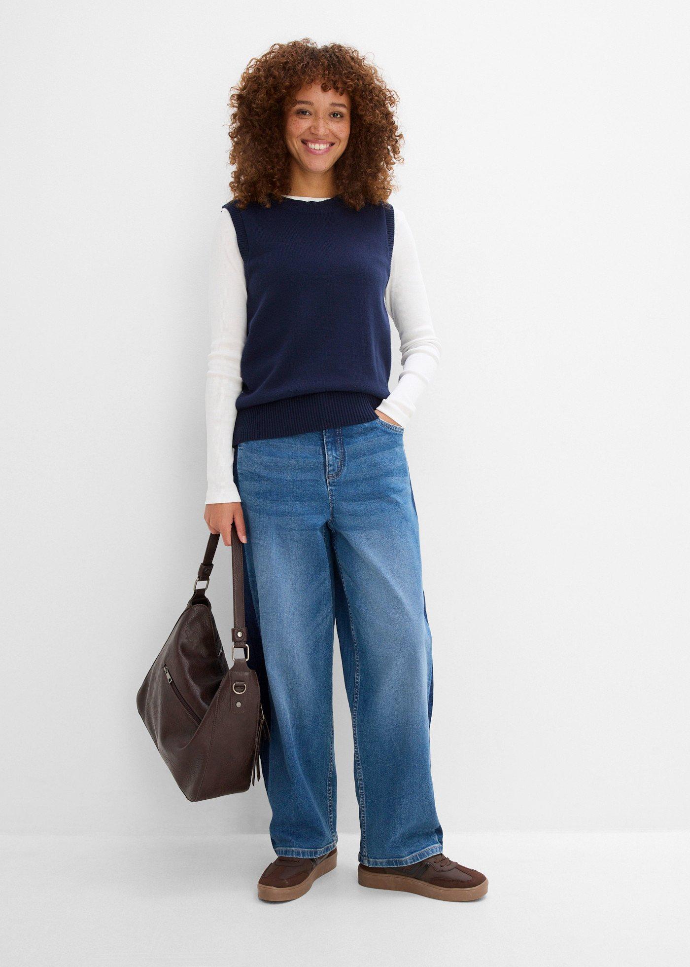 Dżinsy typu barrel, high waist, skrócona długość - Bonprix