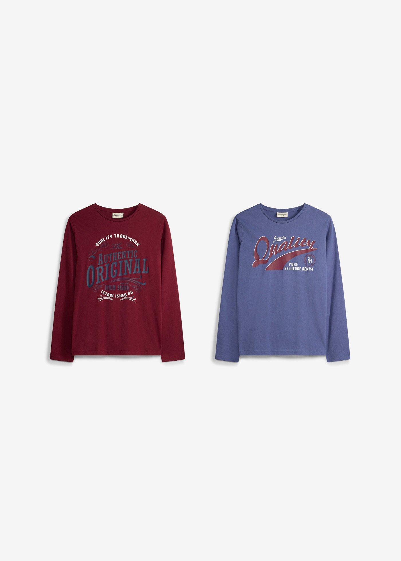 T-shirt chłopięcy z długim rękawem, z bawełny organicznej (2 szt.) - Bonprix