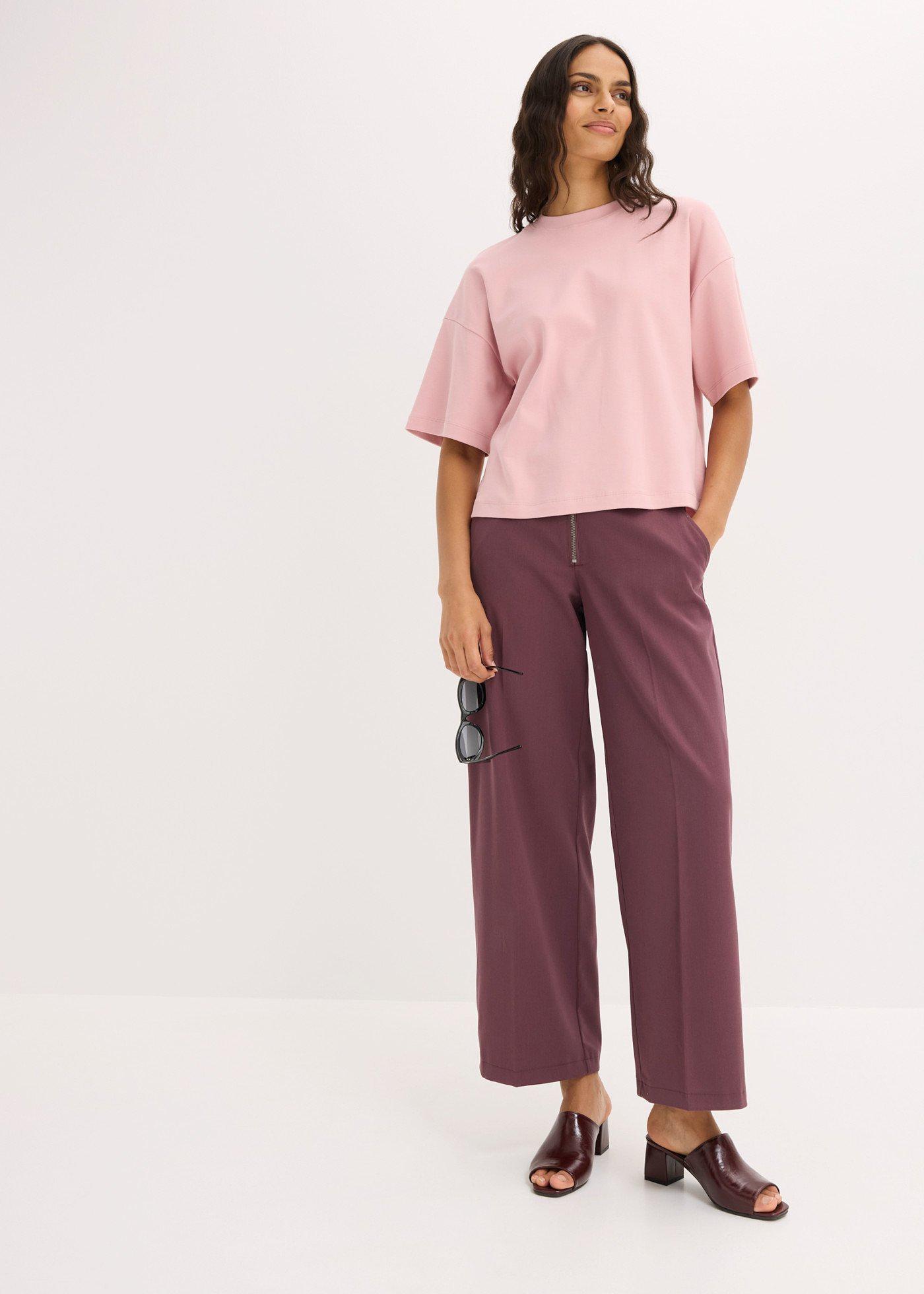 Krótki T-shirt oversize z czystej, grubej bawełny organicznej - Bonprix