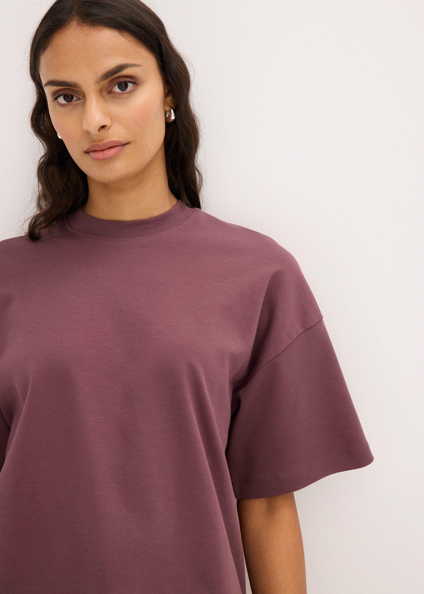 Krótki T-shirt oversize z czystej, grubej bawełny organicznej - Bonprix