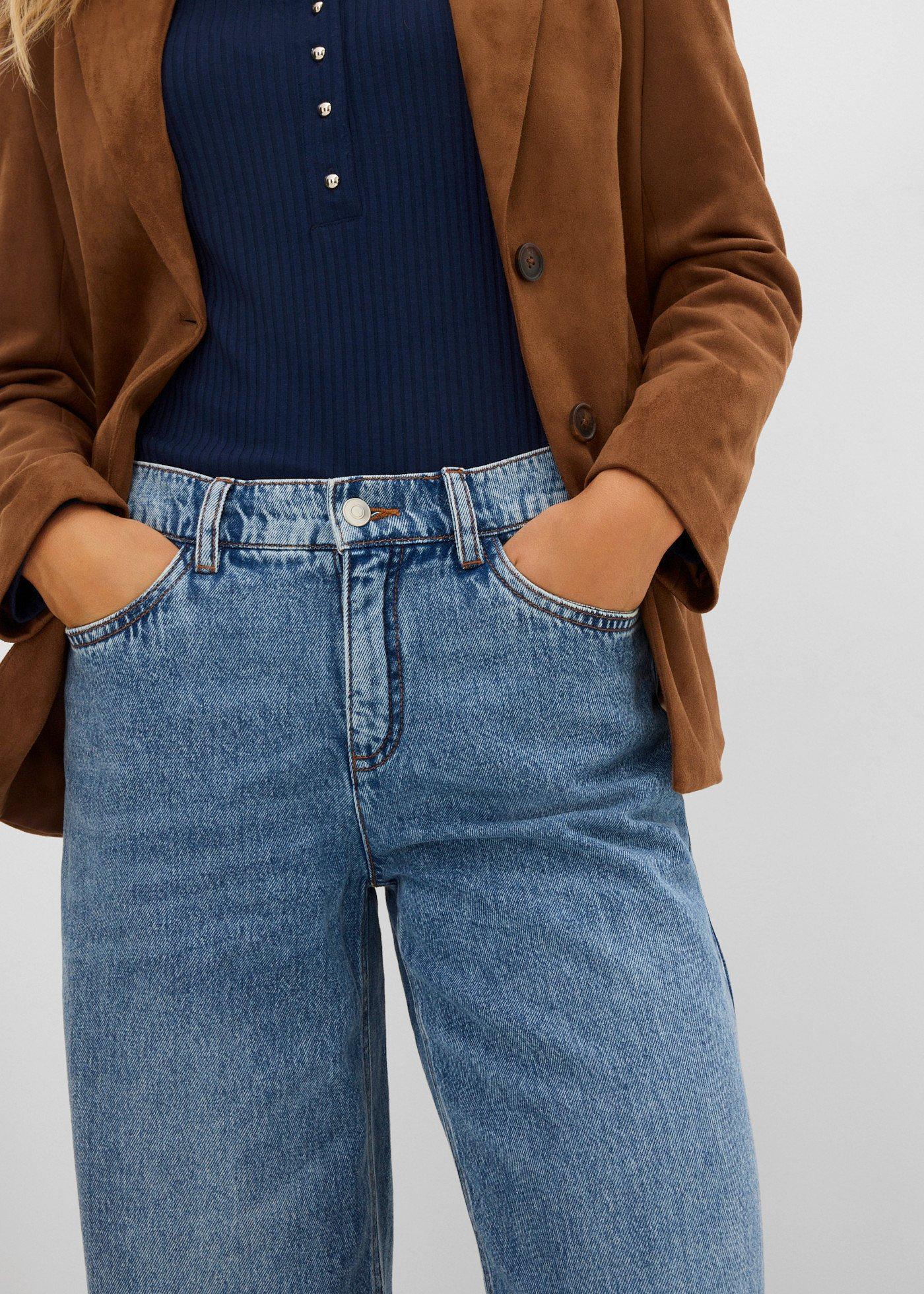 Lekkie jeansy wide leg, mid waist - Bonprix
