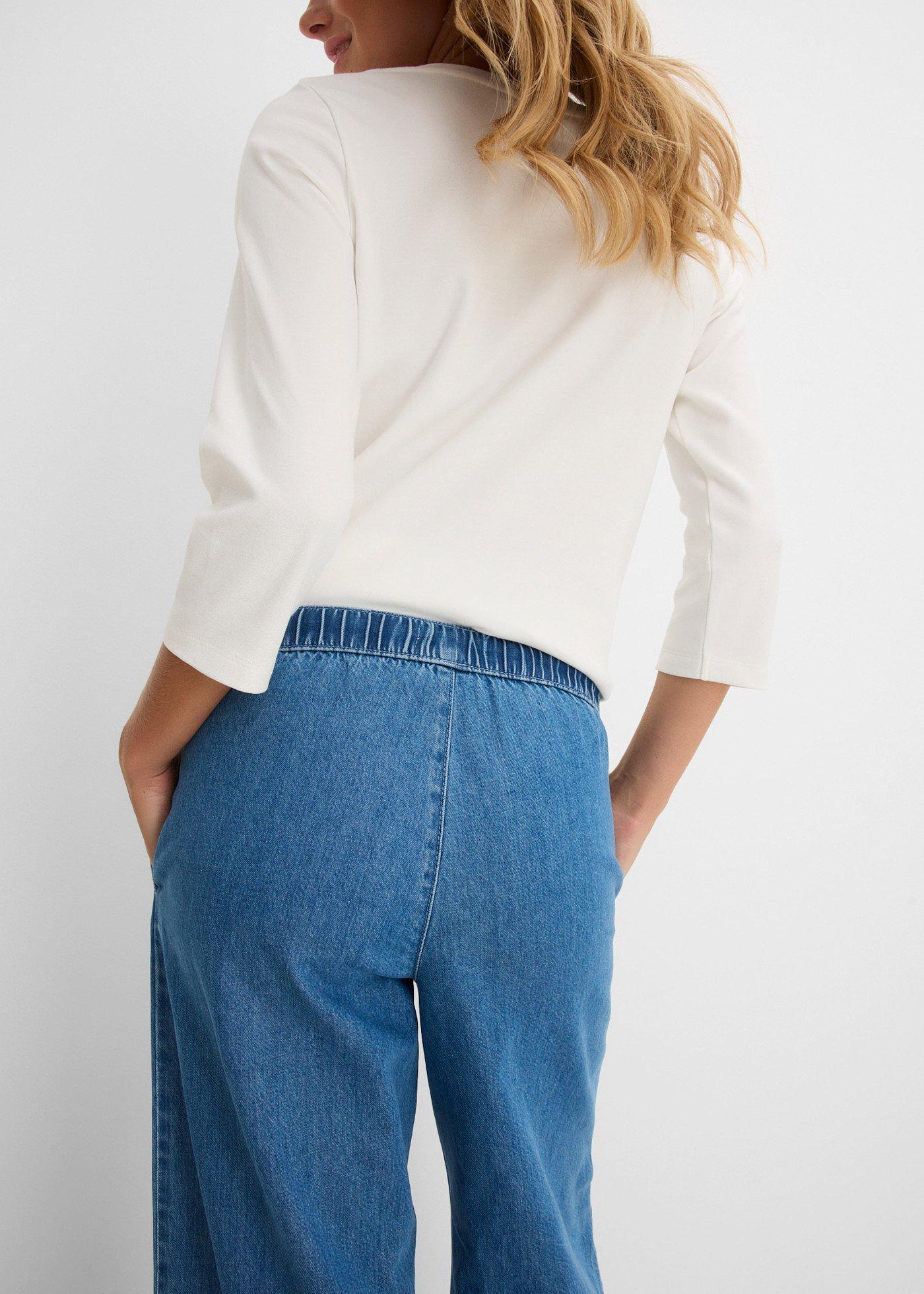Lekkie jeansy wide leg, mid waist - Bonprix