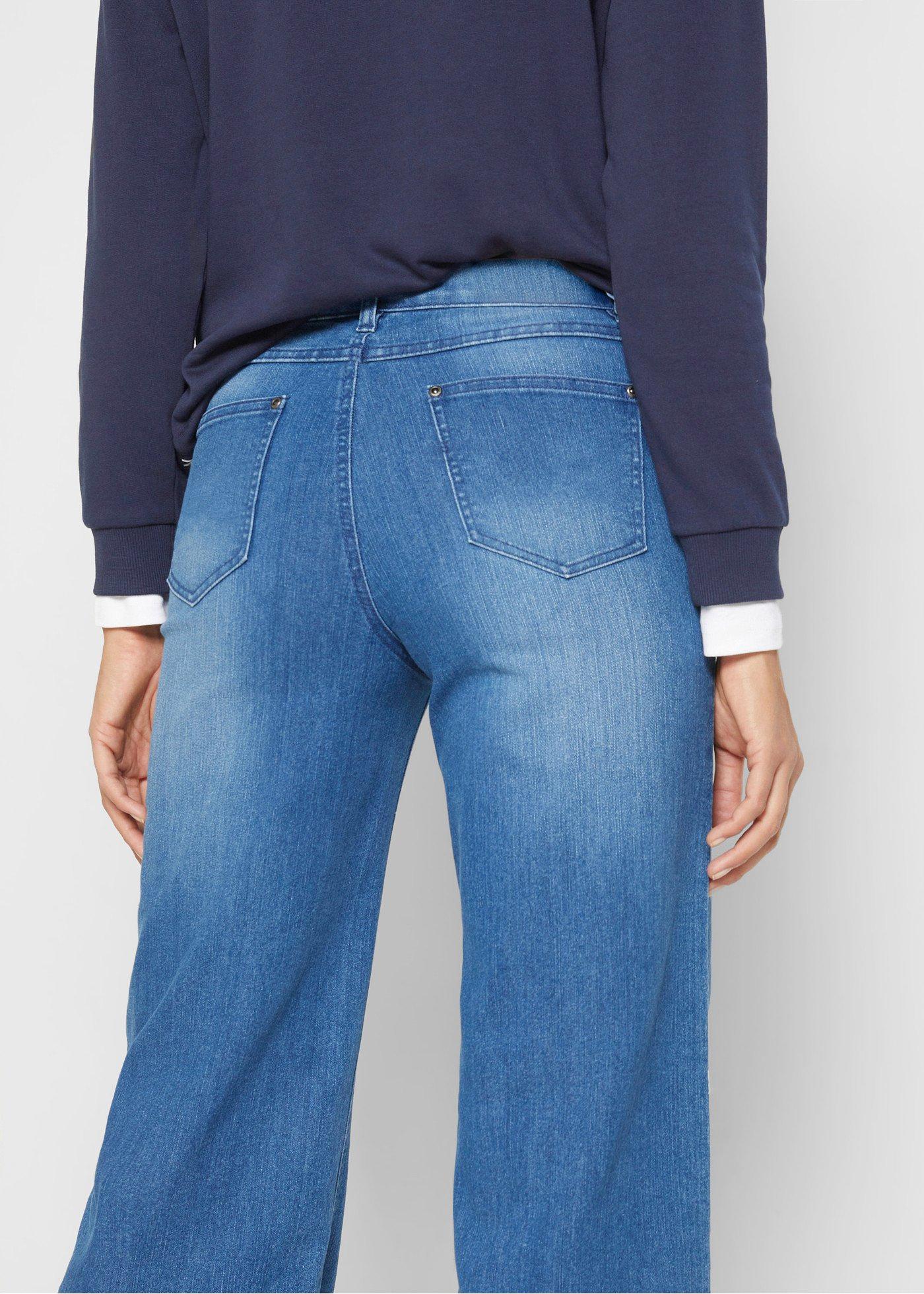 Jeansy ze stretchem wide leg, high waist - Bonprix